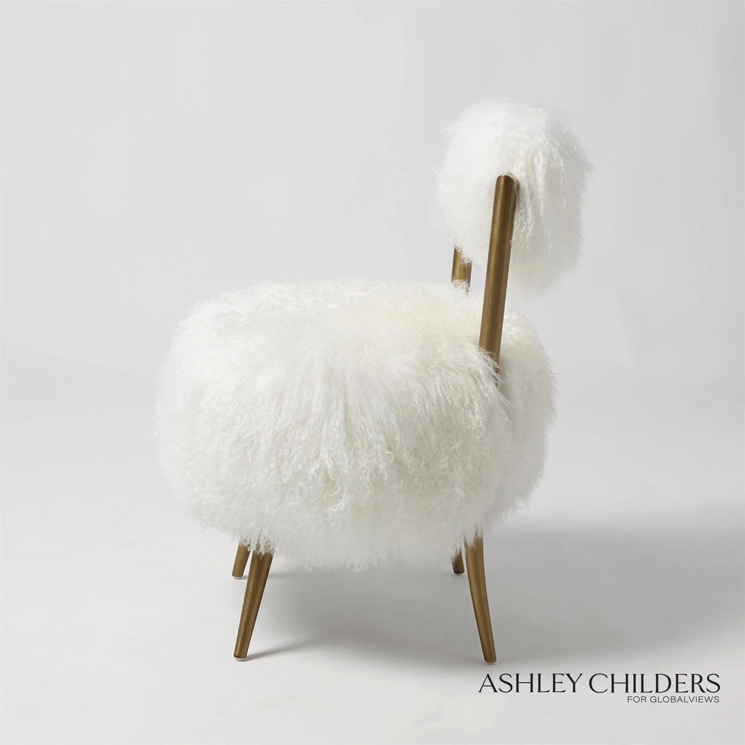 Global Views Hailey Chair-Mongolian Lamb by Ashley Childers - Image 5