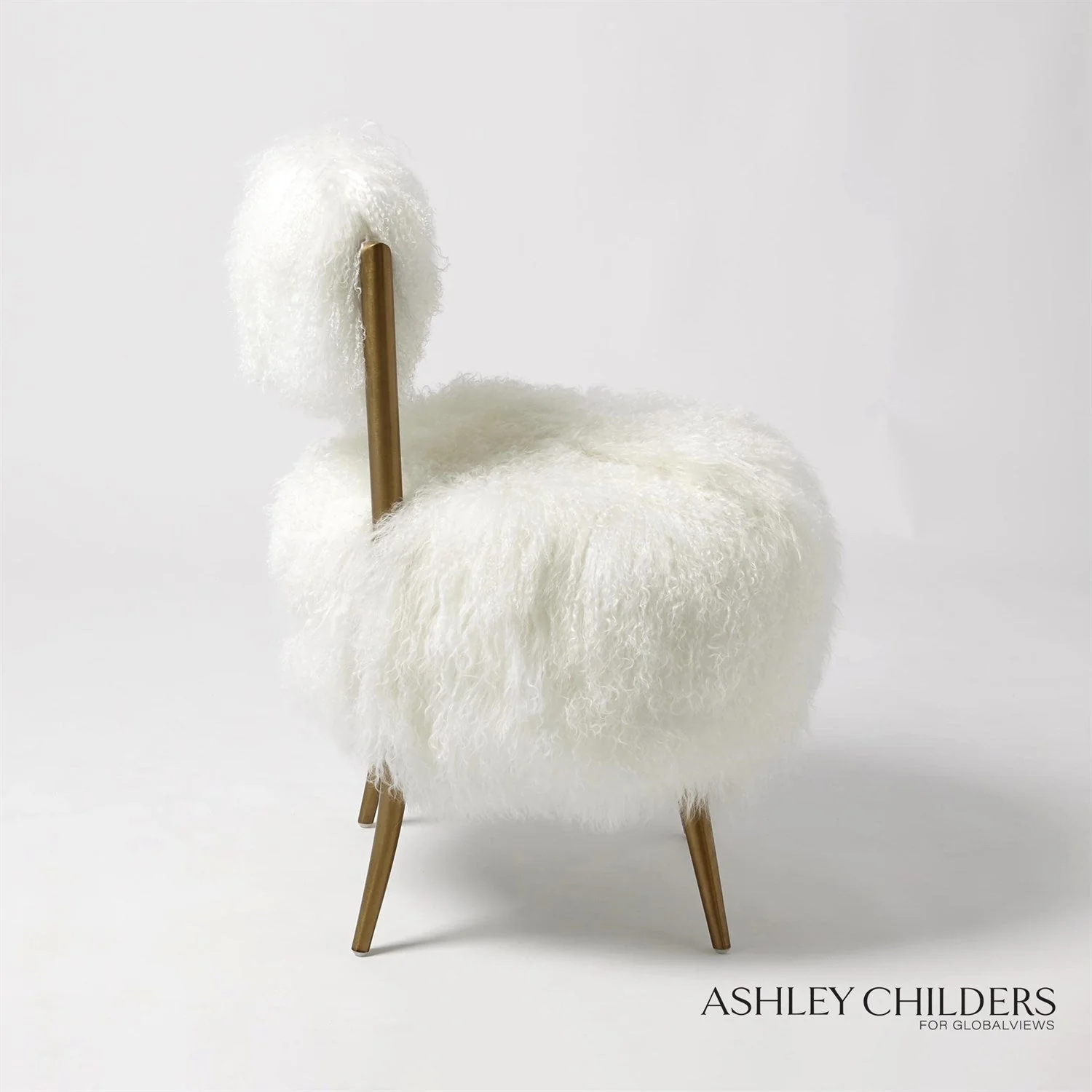Global Views Hailey Chair-Mongolian Lamb by Ashley Childers - Image 7
