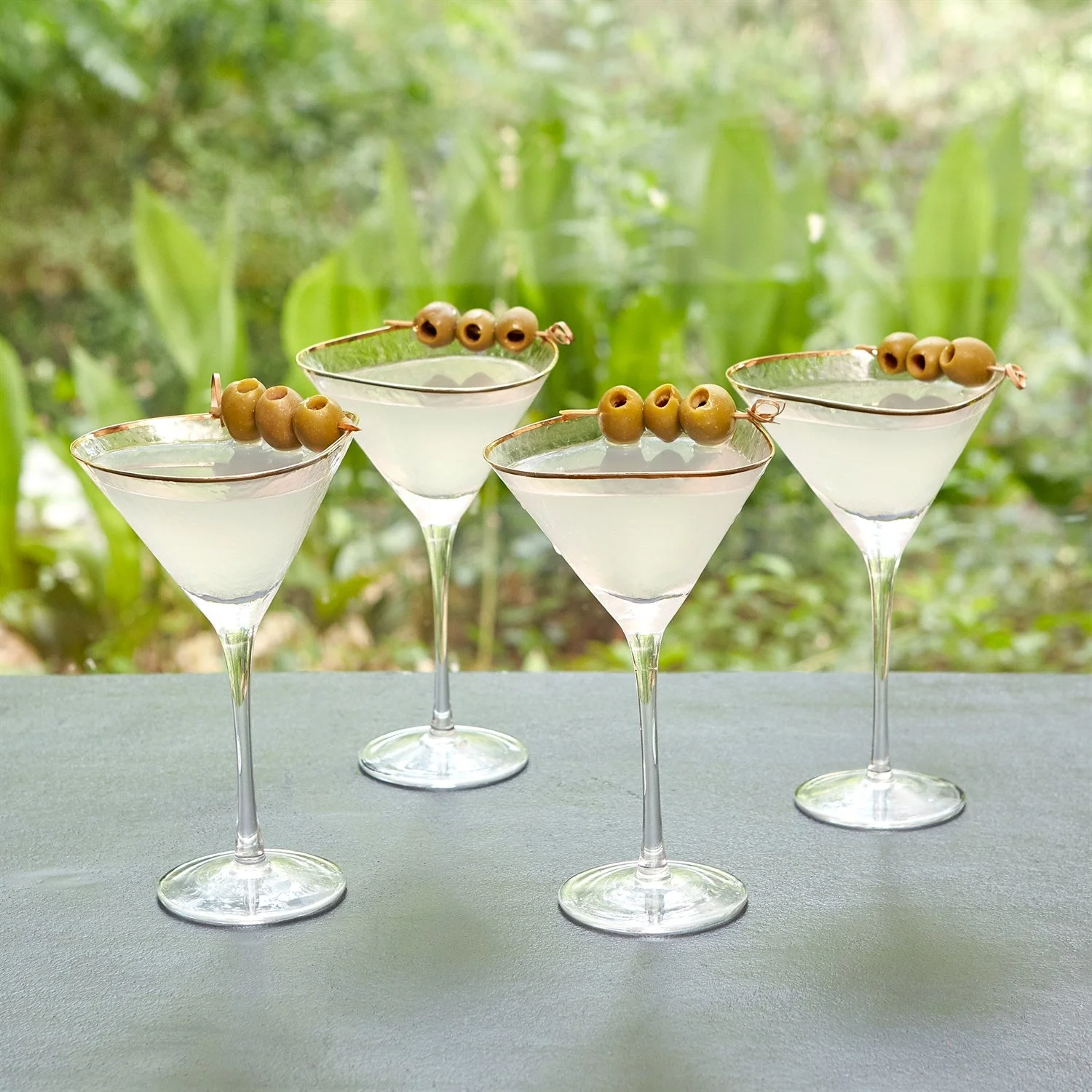 Global Views Hammered Martini Glasses with Gold Rim - Set of 4 - Image 2