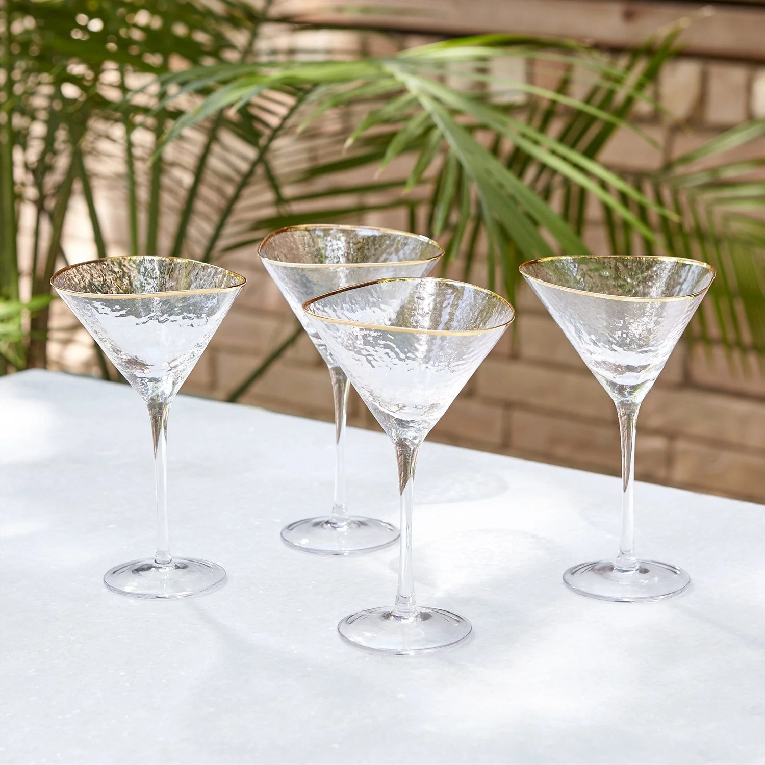 Global Views Hammered Martini Glasses with Gold Rim - Set of 4 - Image 3