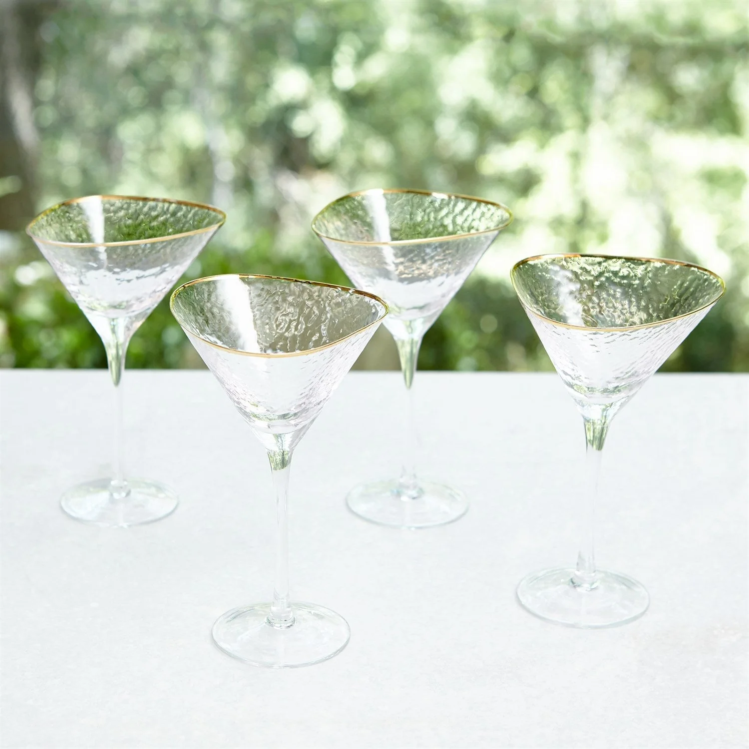 Global Views Hammered Martini Glasses with Gold Rim - Set of 4 - Image 4