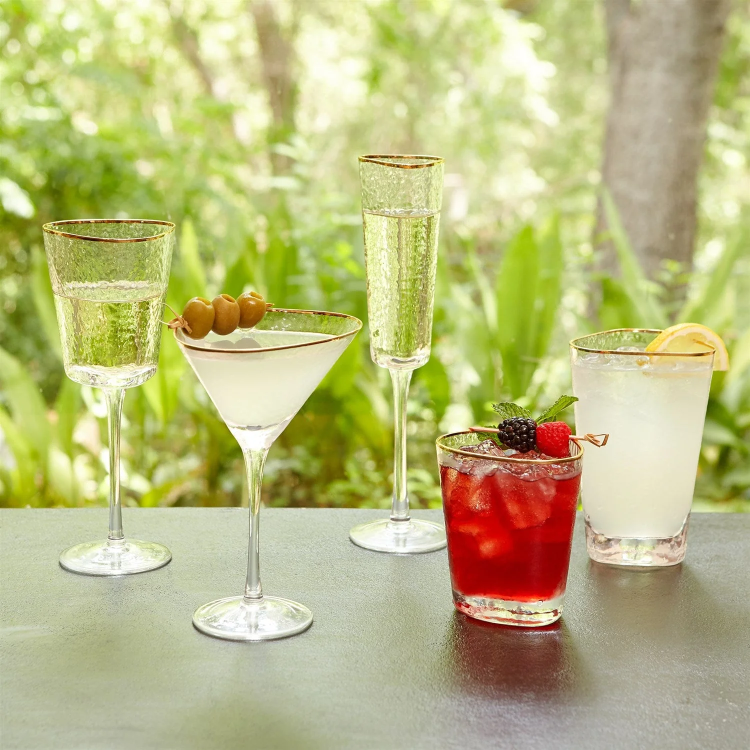 Global Views Hammered Martini Glasses with Gold Rim - Set of 4 - Image 6
