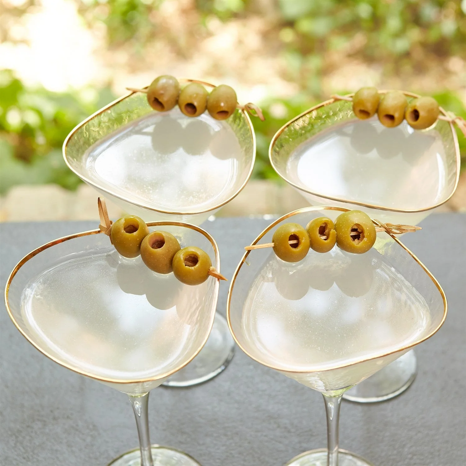 Global Views Hammered Martini Glasses with Gold Rim - Set of 4 - Image 7