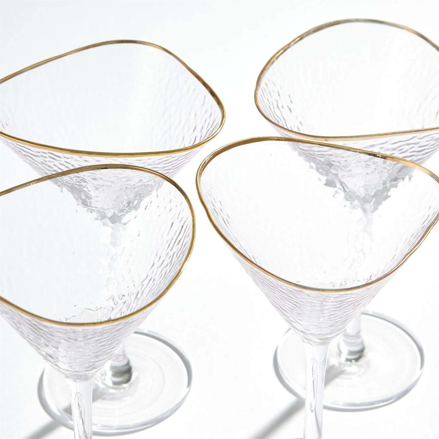 Global Views Hammered Martini Glasses with Gold Rim - Set of 4 - Image 8