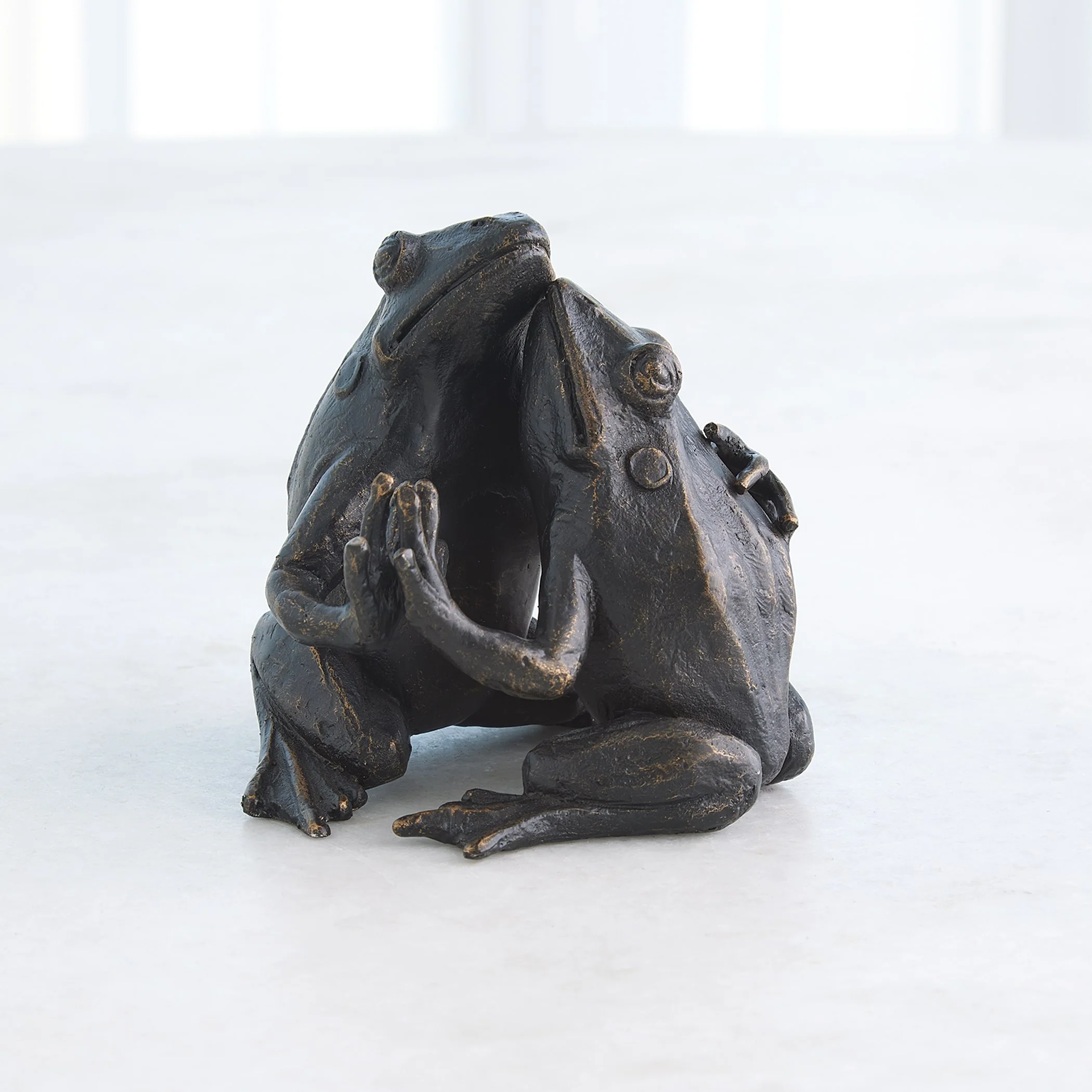 Global Views Hugging Frog Sculpture Bronze - Image 4