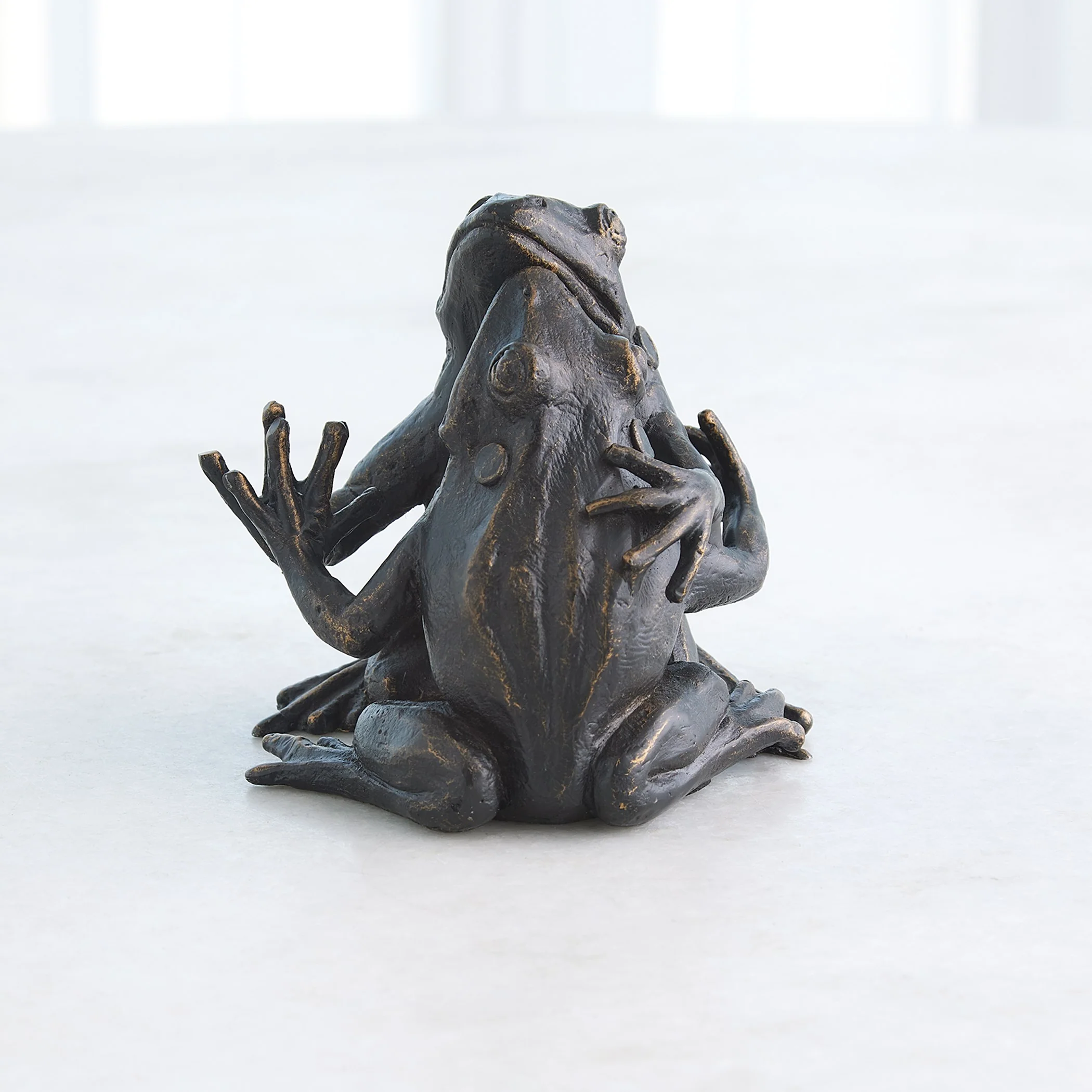 Global Views Hugging Frog Sculpture Bronze - Image 5