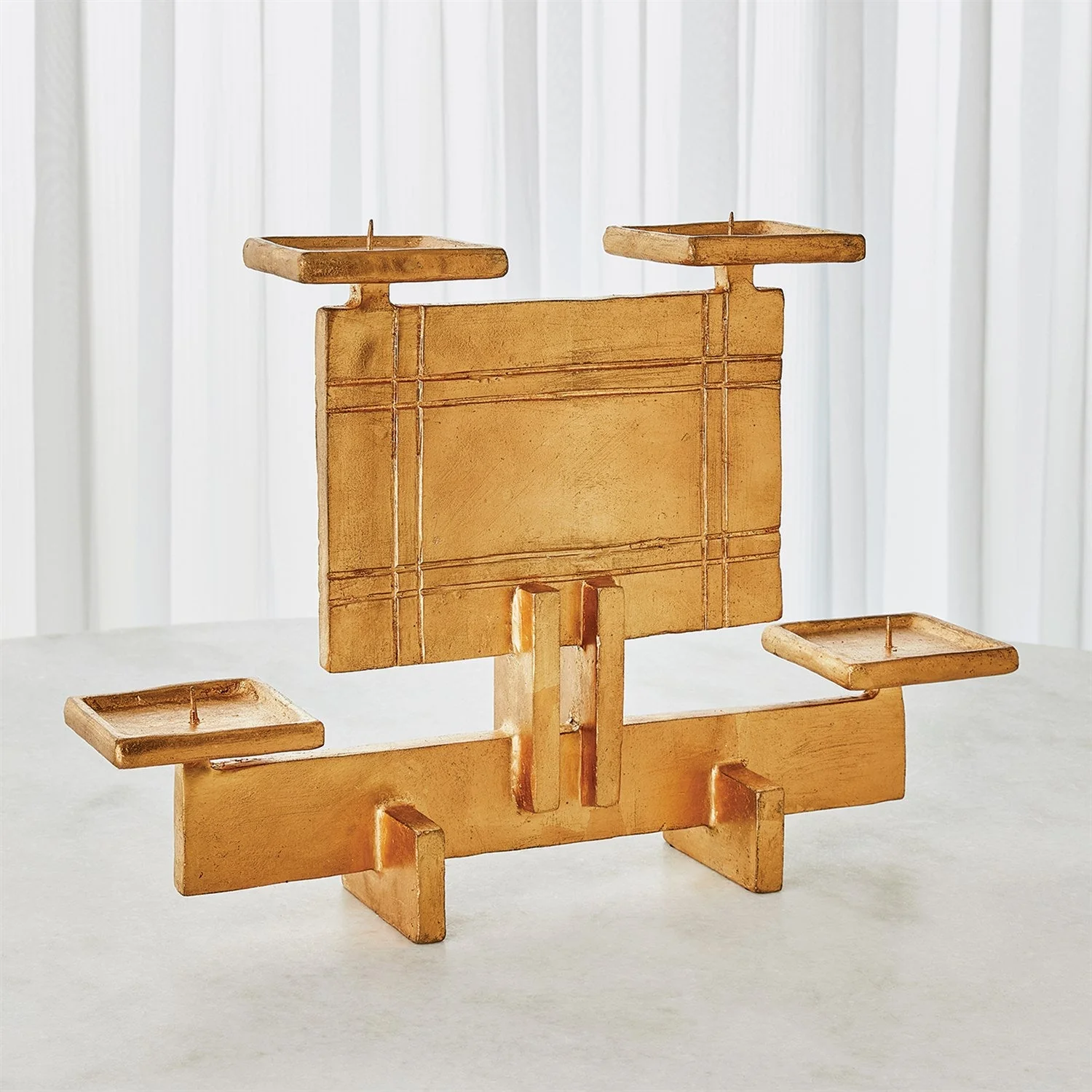 Global Views Industrial Era Candleholder - Gold Clearance - Image 2