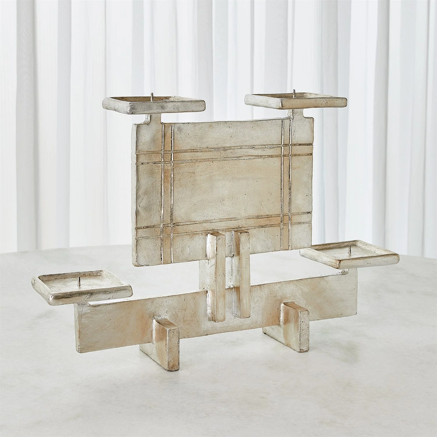 Global Views Industrial Era Candleholder - Silver Clearance - Image 2