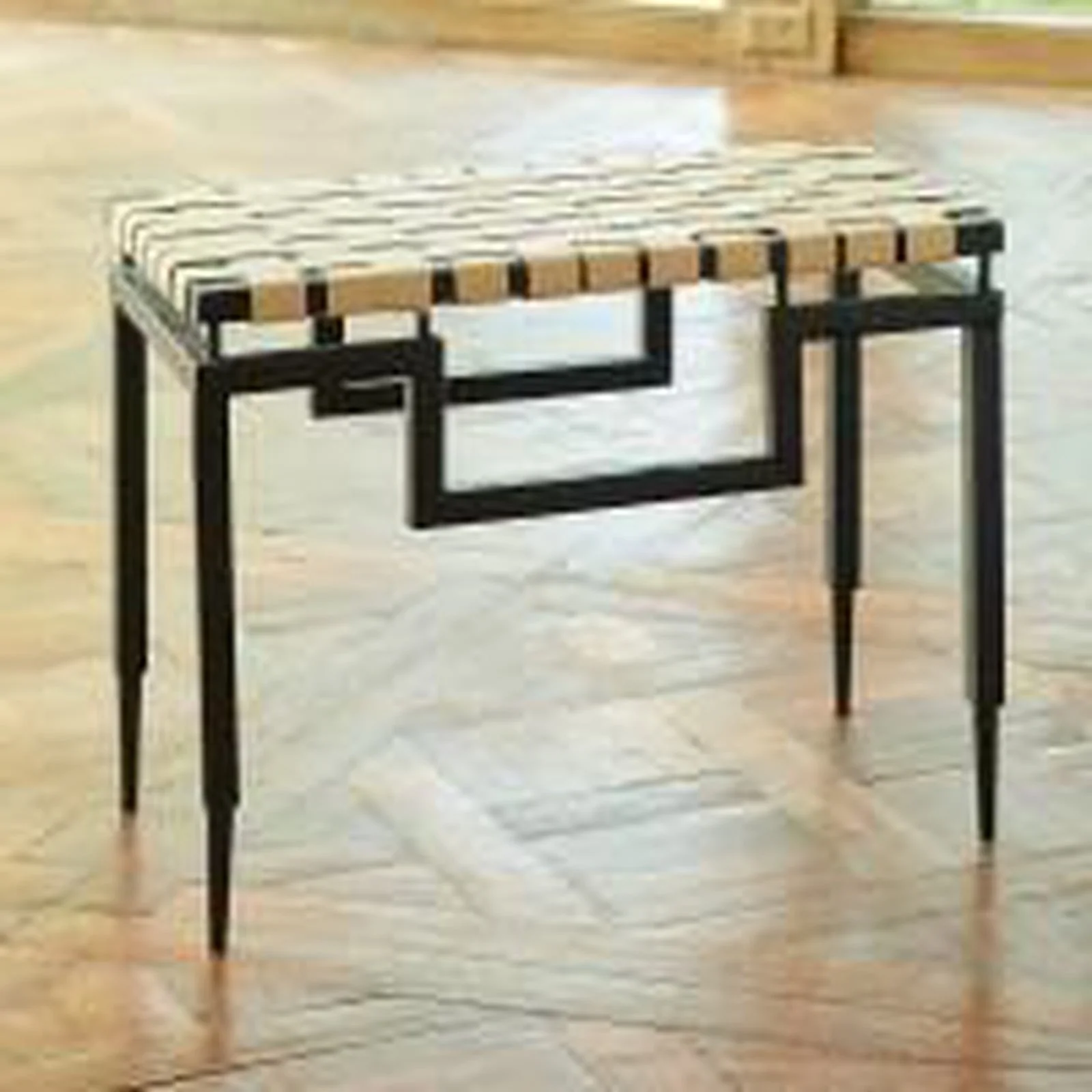 Global Views Iron/Leather Bench - Image 2