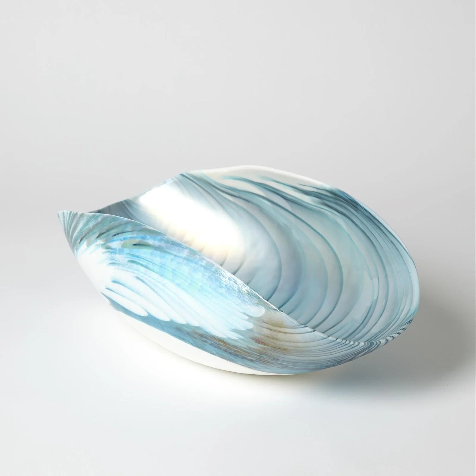 Global Views Ivory Turquoise Feather Swirl Oval Bowl - Image 9