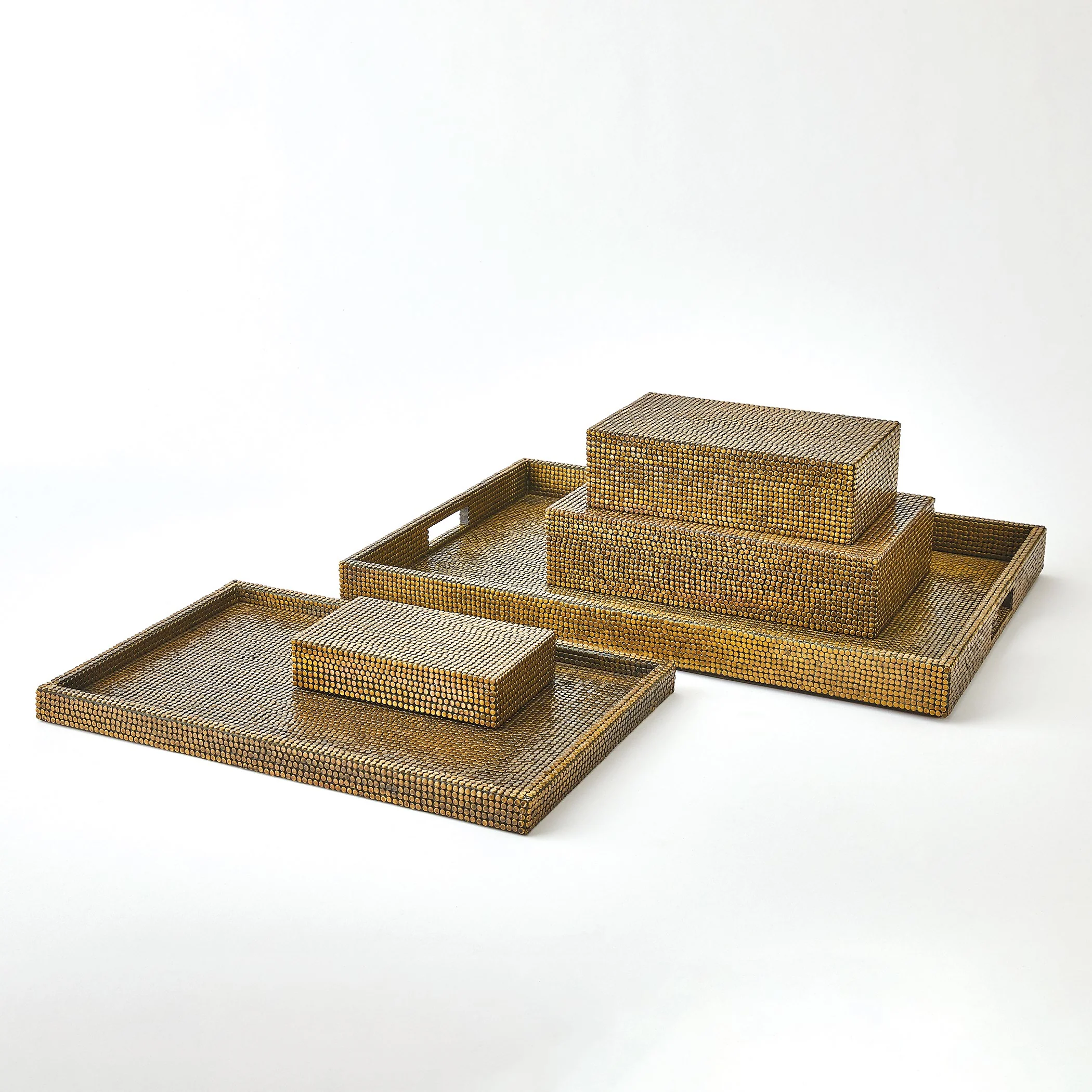 Global Views Lames Boxes and Trays Aged Brass - Image 3