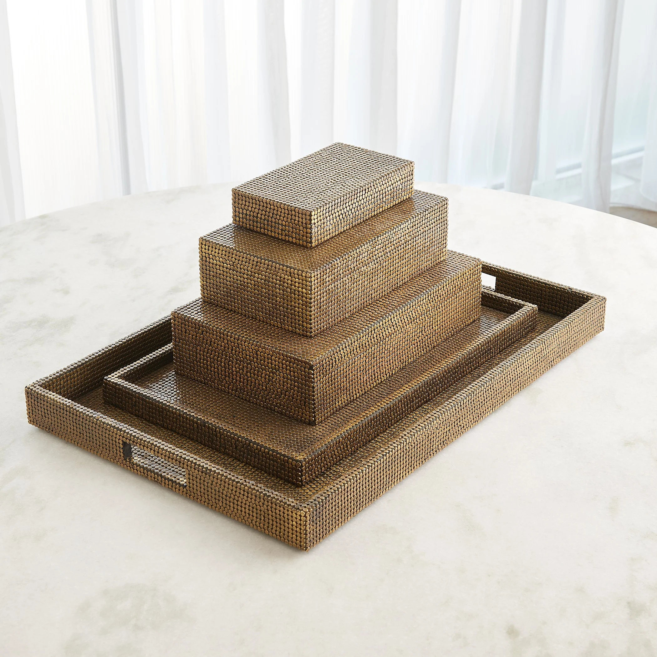 Global Views Lames Boxes and Trays Aged Brass - Image 7