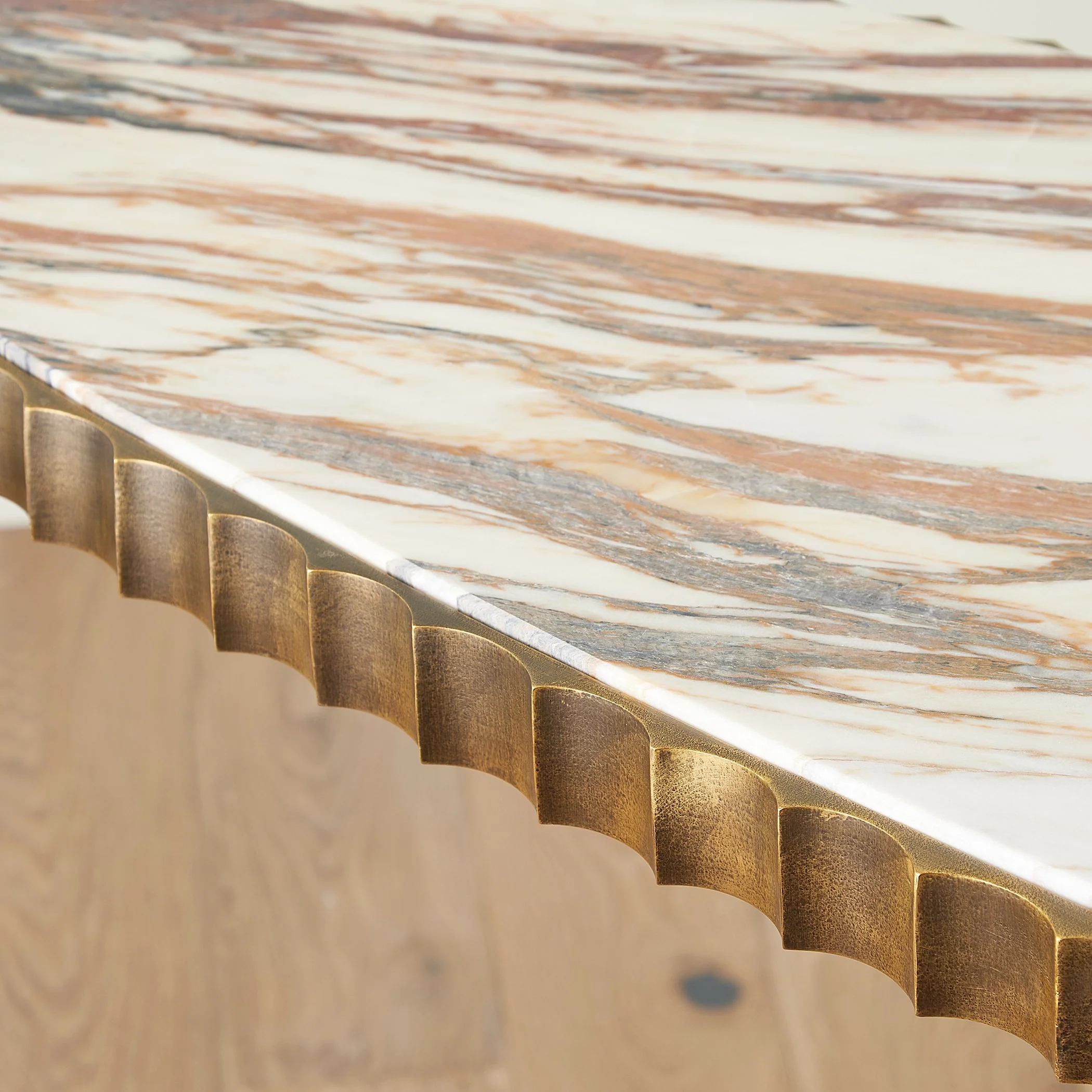 Global Views Liberty Accent Table-Vintage Brass/Calacatta Gold Marble - Image 4