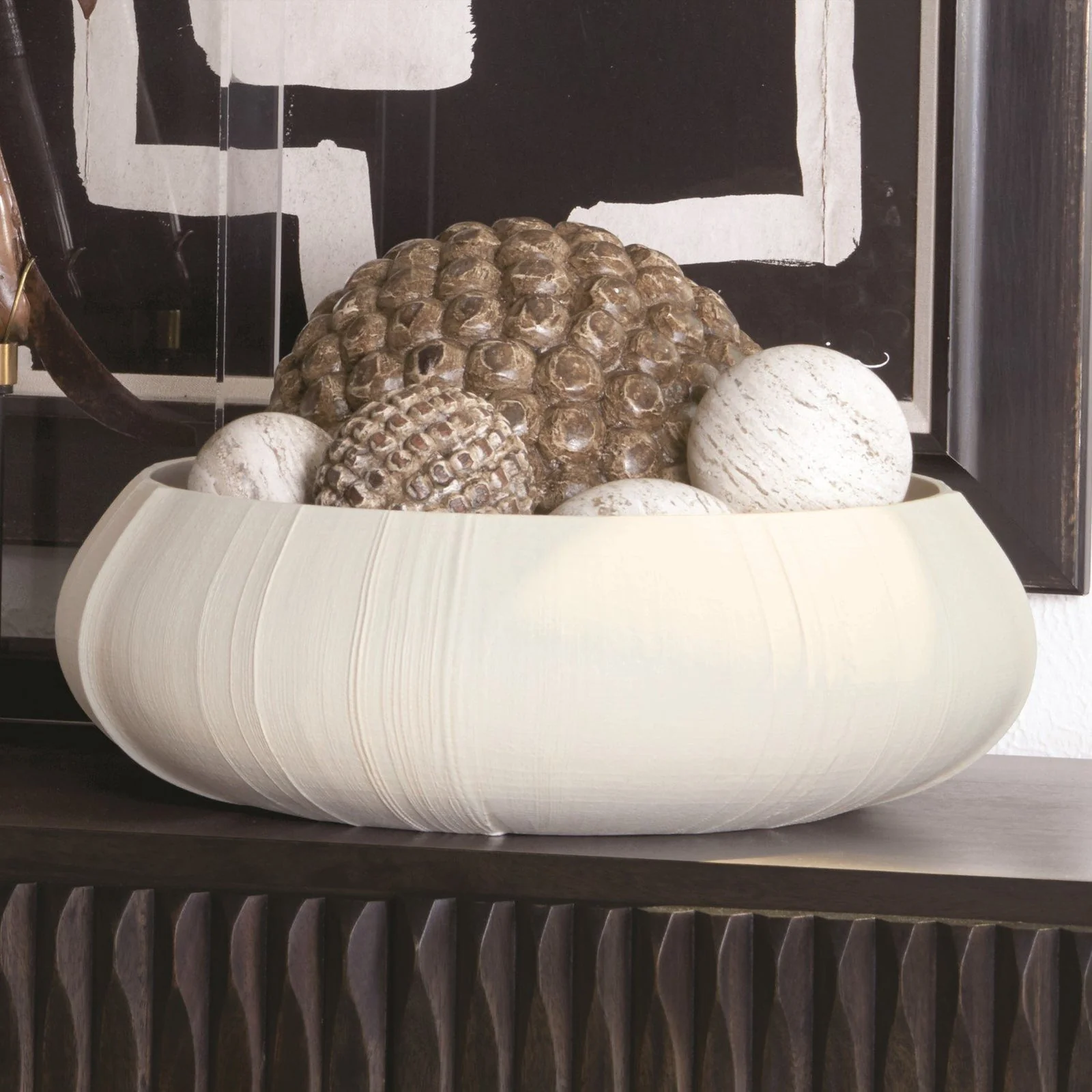 Global Views Linen Centerpiece Soft White - Image 2