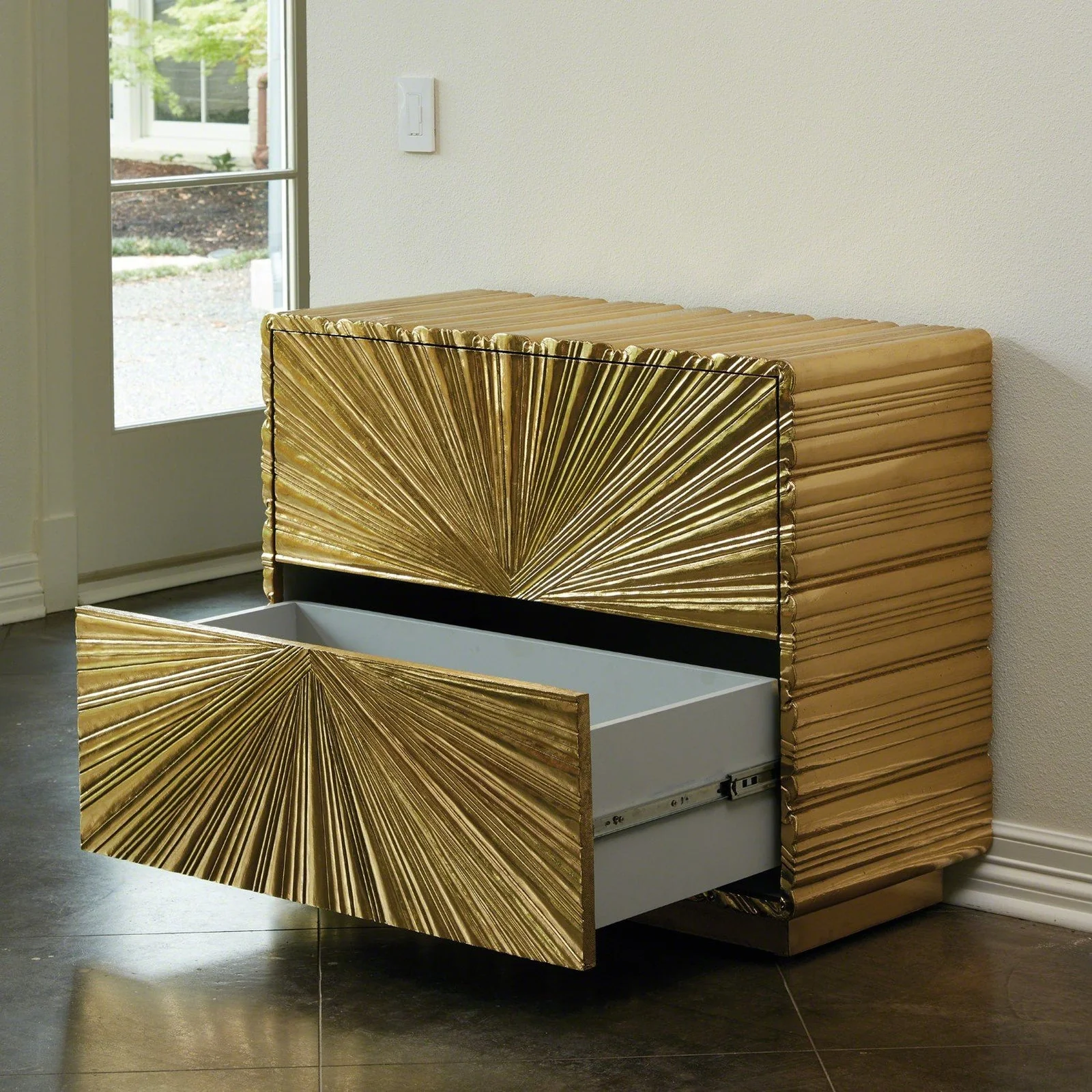 Global Views Linenfold Two Drawer Chest - Image 2