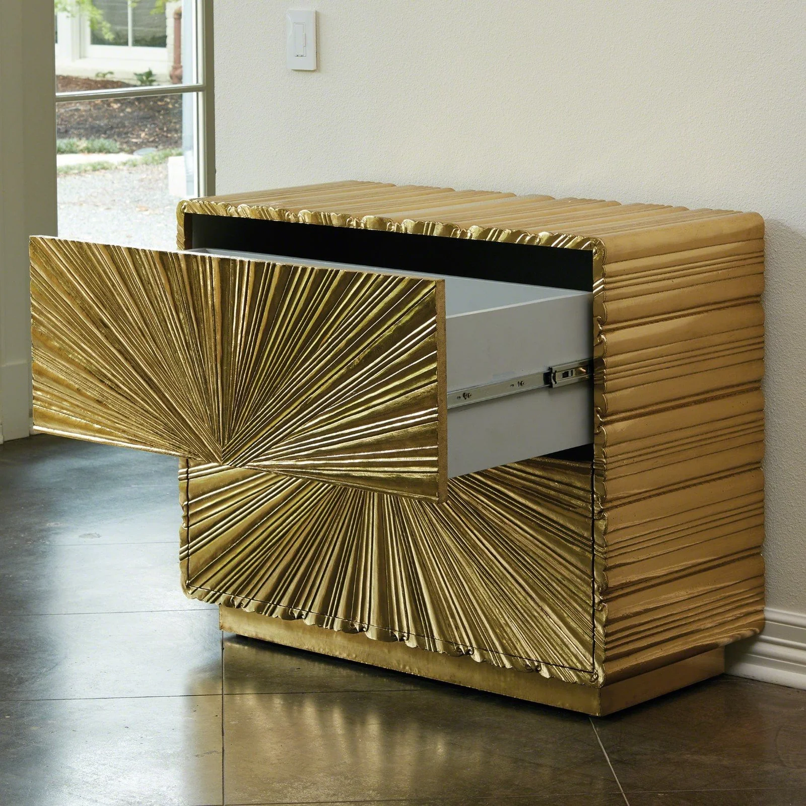 Global Views Linenfold Two Drawer Chest - Image 3