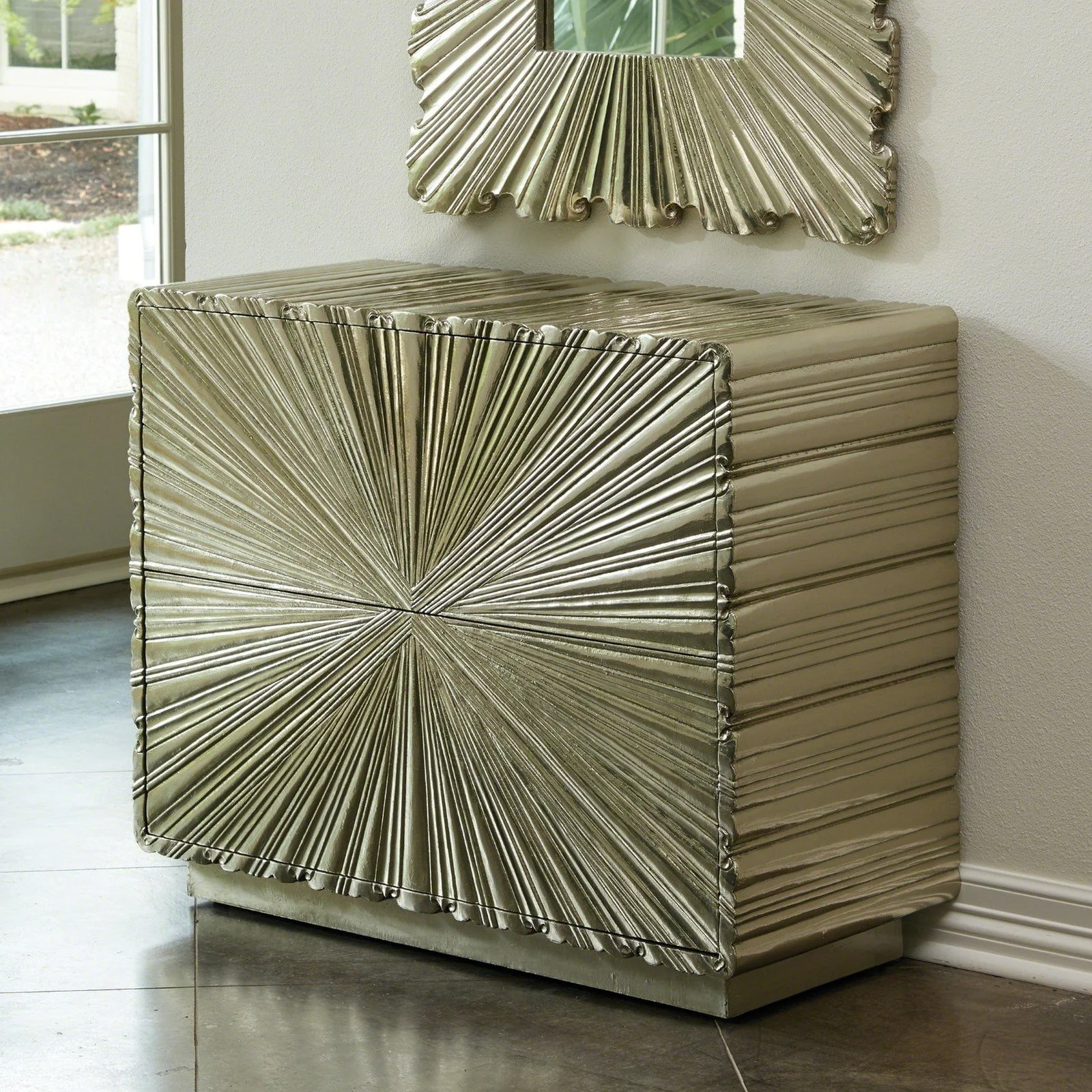 Global Views Linenfold Two Drawer Chest - Image 4