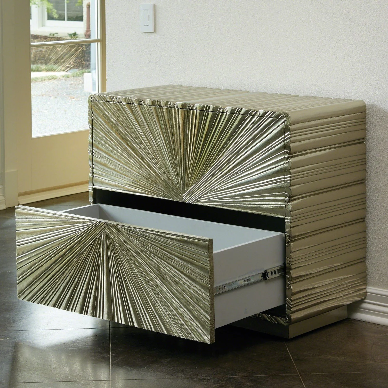 Global Views Linenfold Two Drawer Chest - Image 5