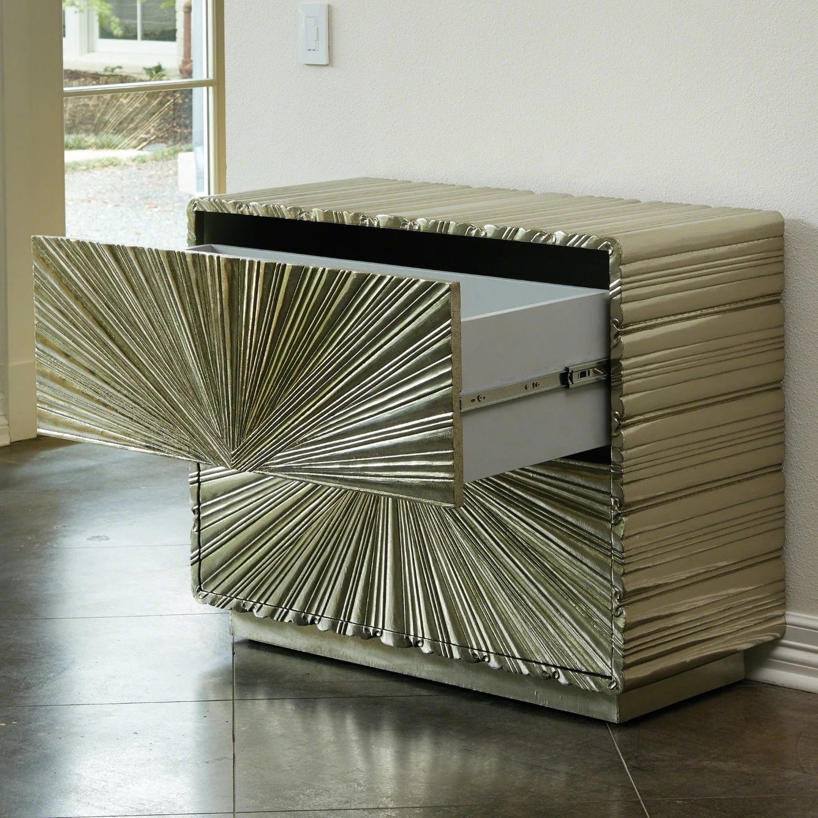 Global Views Linenfold Two Drawer Chest - Image 6
