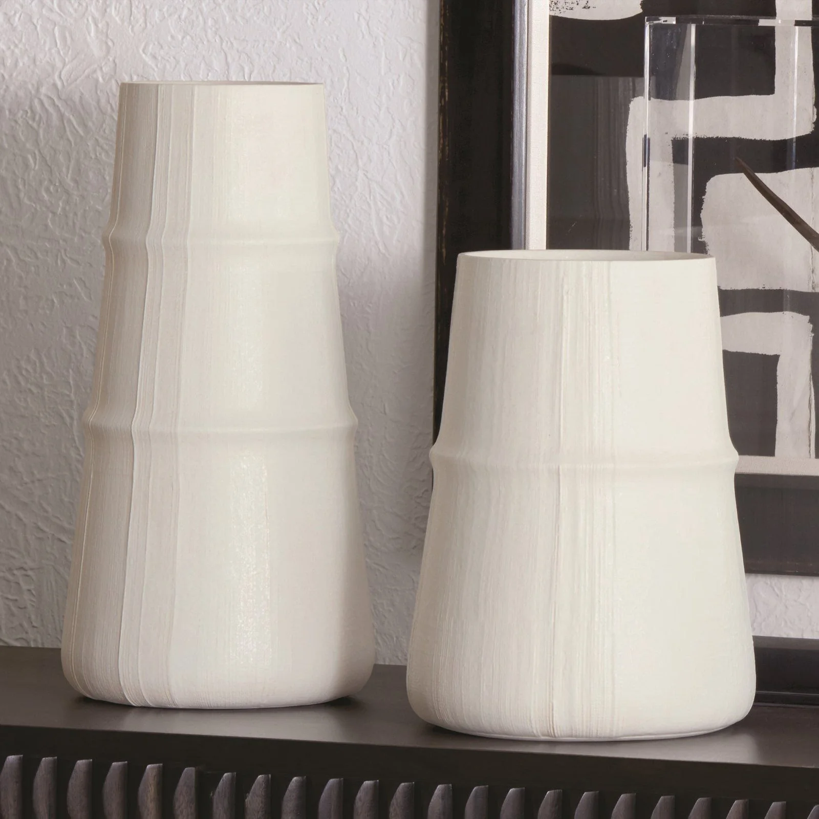 Global Views Linen Vase-Soft White - Image 4
