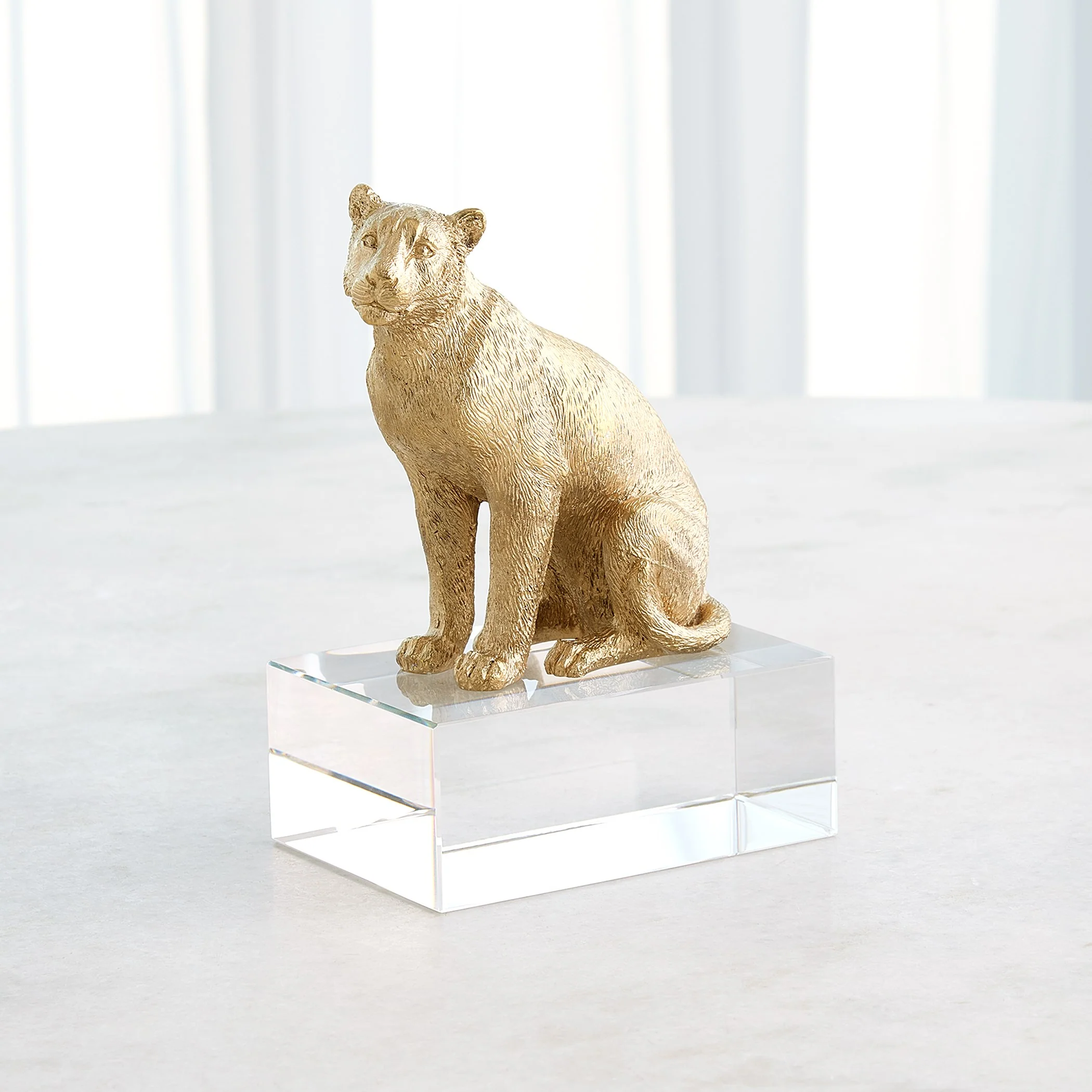 Global Views Lion & Lioness Sculpture Brass/Crystal - Image 12