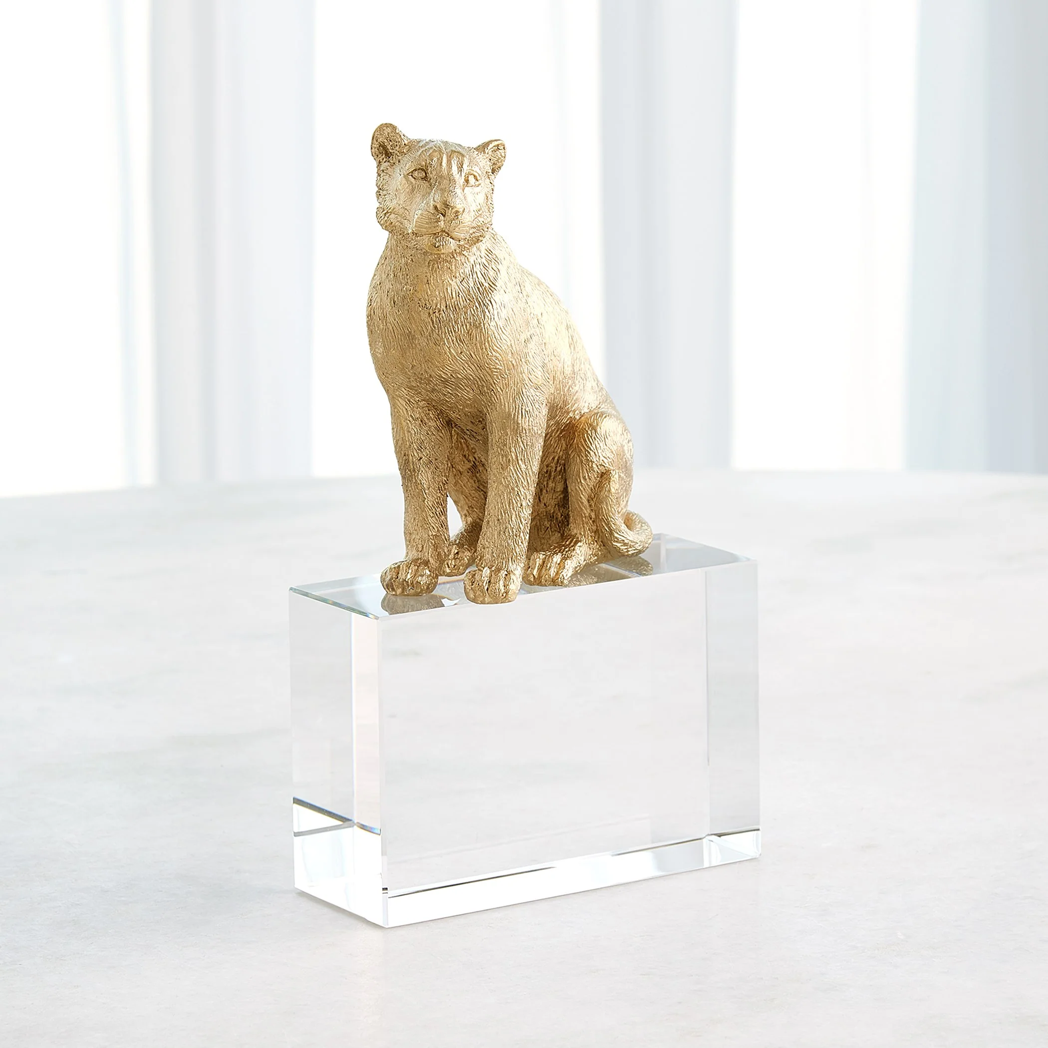 Global Views Lion & Lioness Sculpture Brass/Crystal - Image 13
