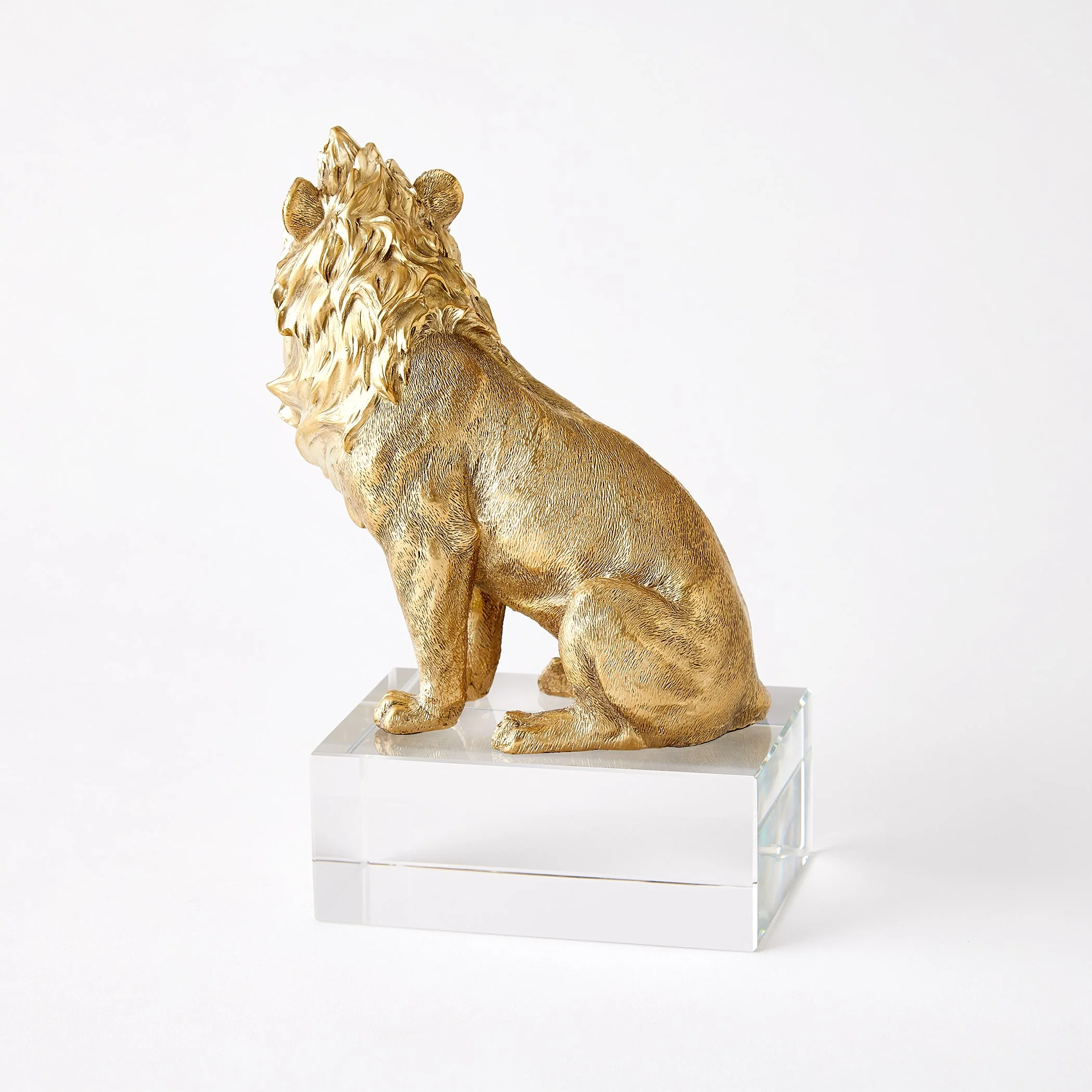 Global Views Lion & Lioness Sculpture Brass/Crystal - Image 4