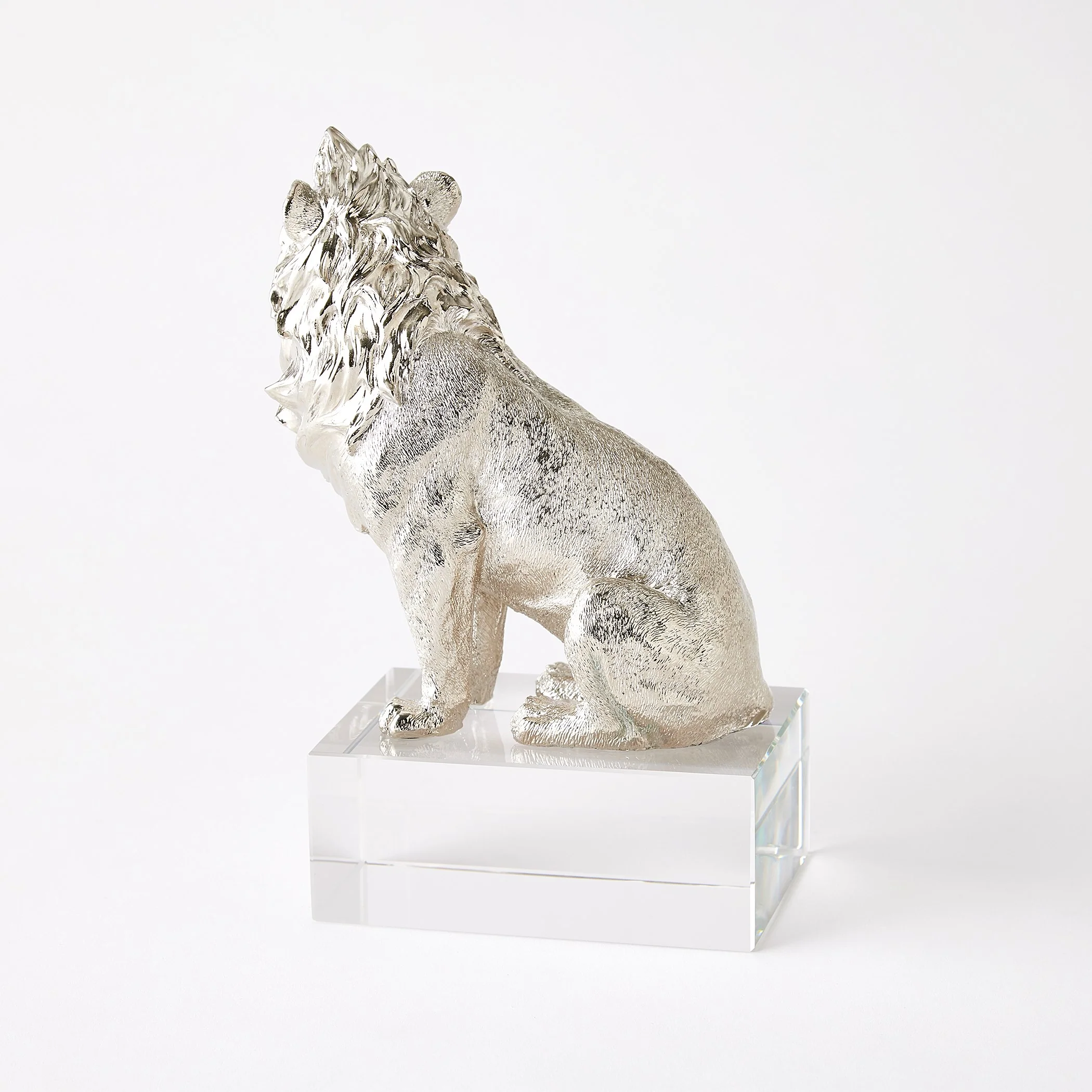 Global Views Lion/Lioness Sculpture Nickel/Crystal - Image 2