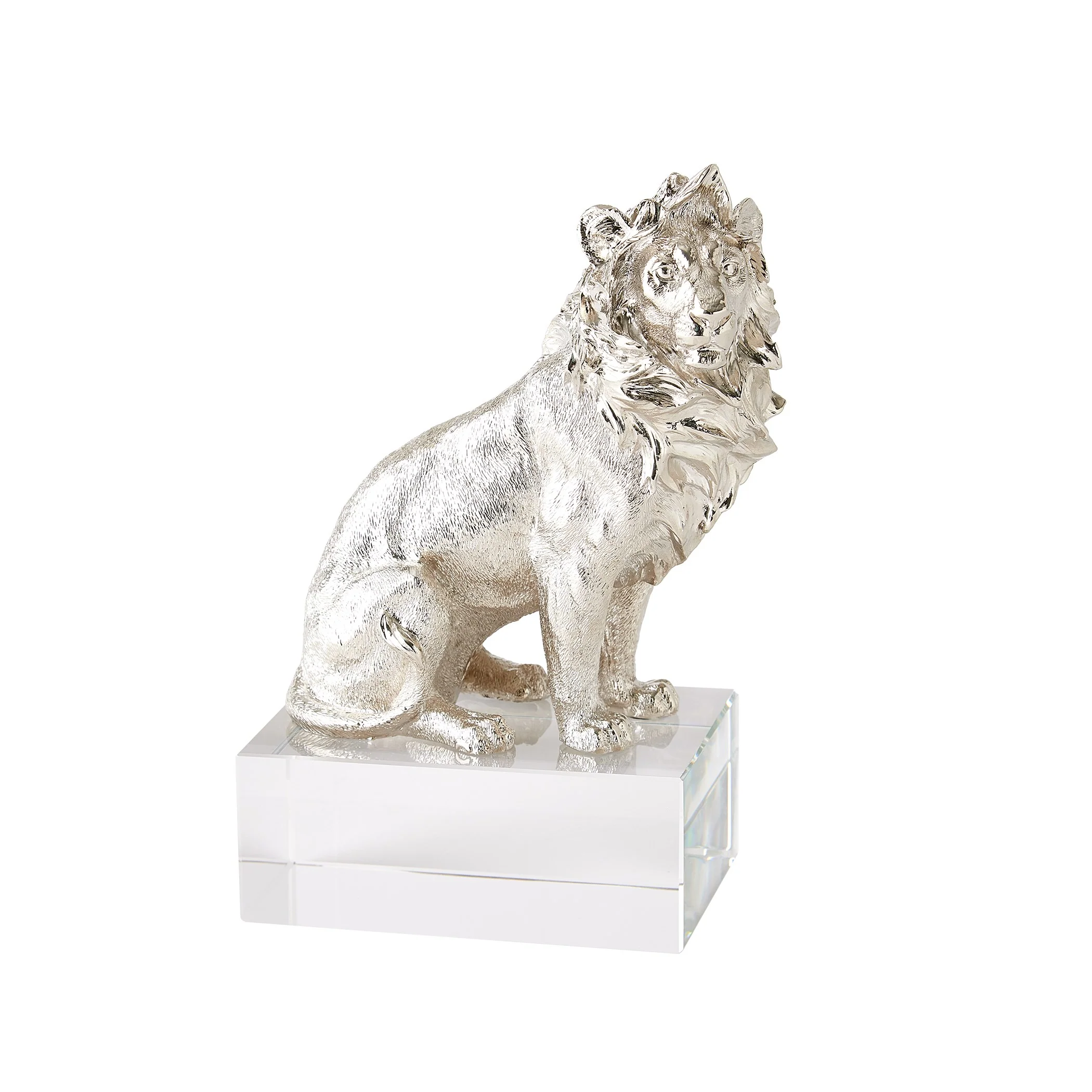 Global Views Lion/Lioness Sculpture Nickel/Crystal - Image 5