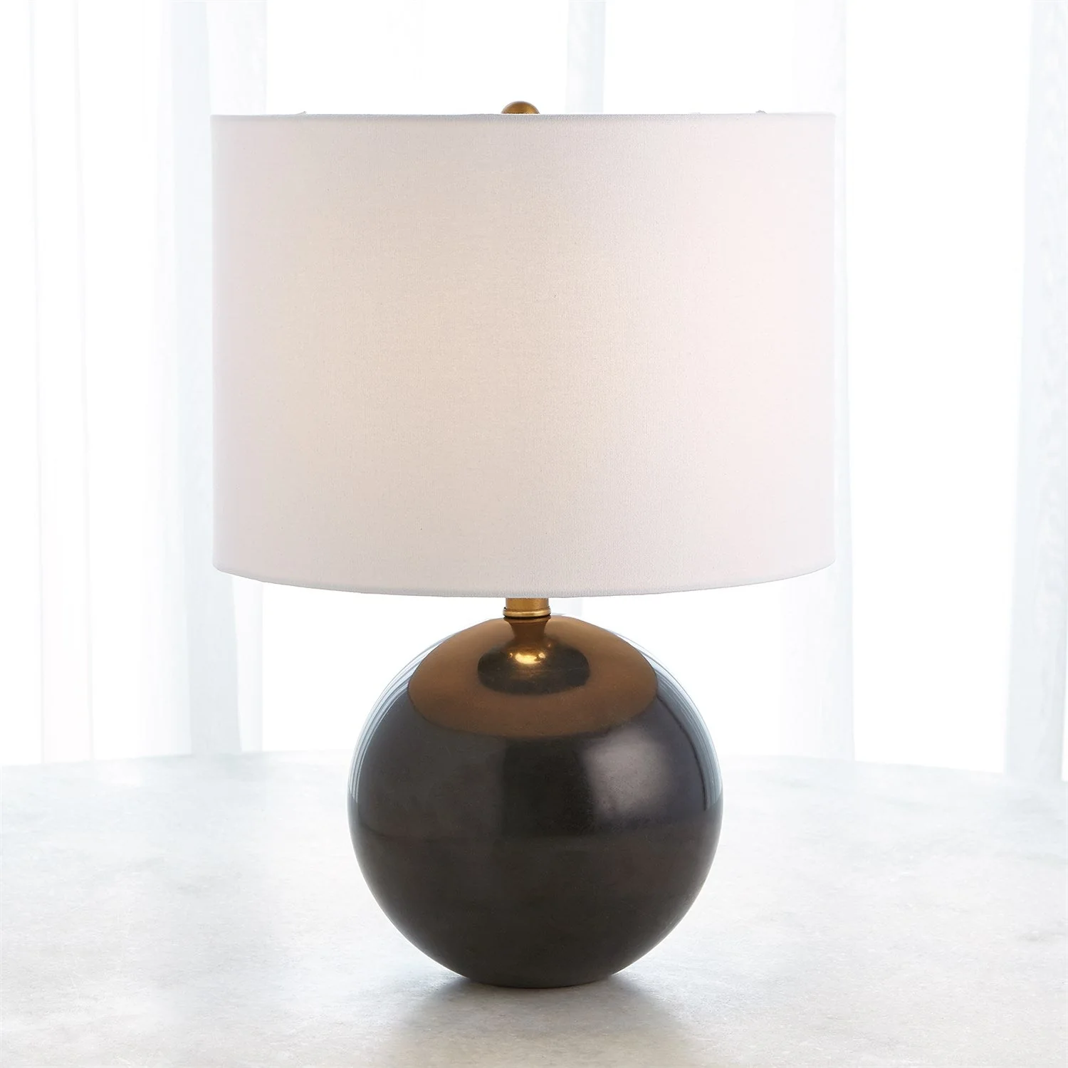 Global Views Marble Sphere Lamp - Black