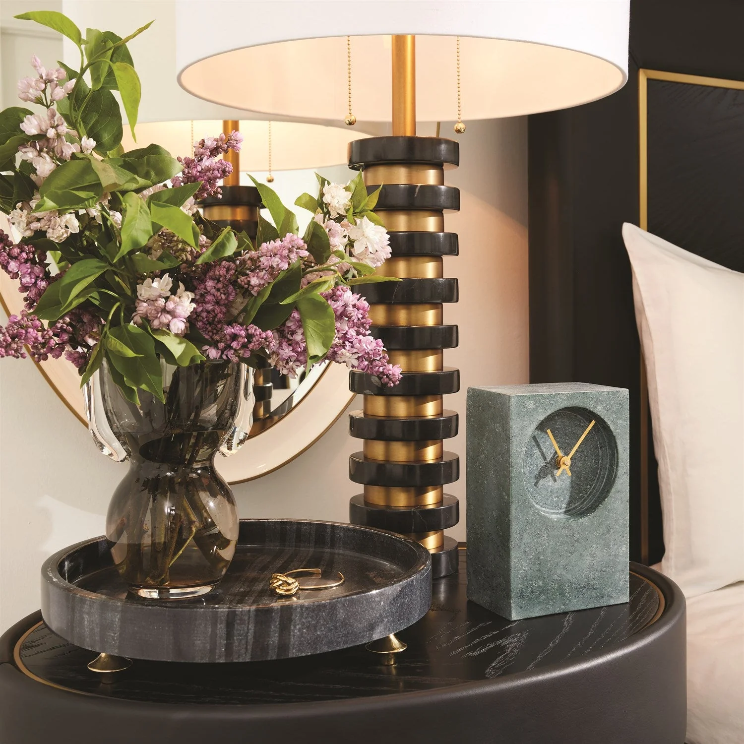 Global Views Marble Stack Lamp - Black - Image 2