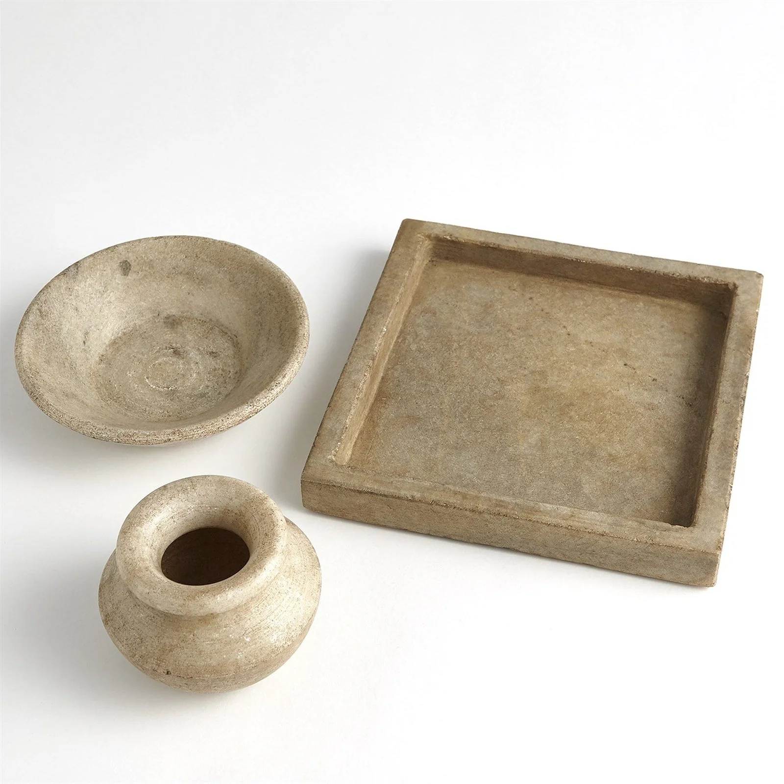 Global Views Marble Tray Antiqued White - Image 4