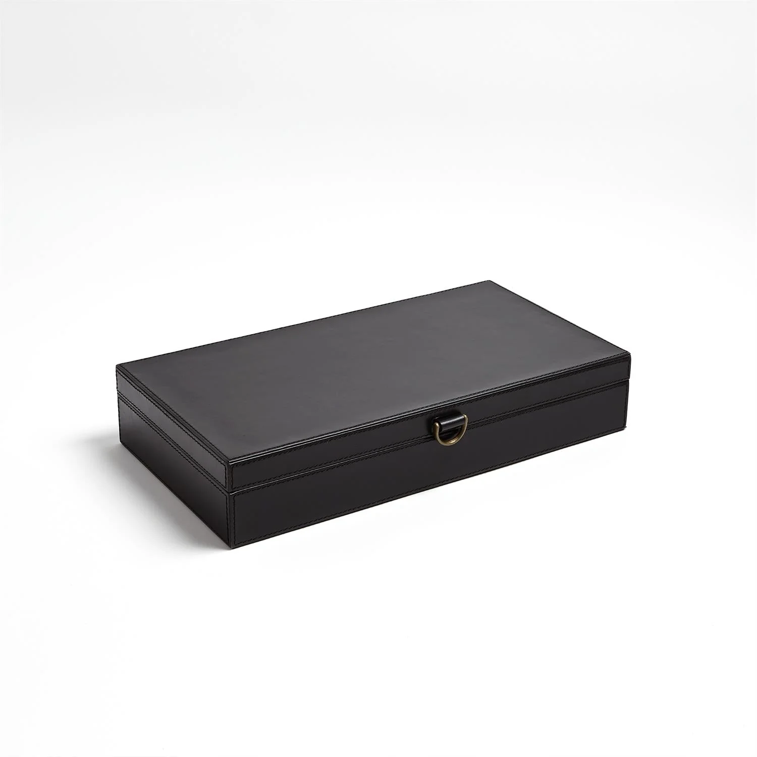 Global Views Marbled Leather D Ring Box - Black - Image 6