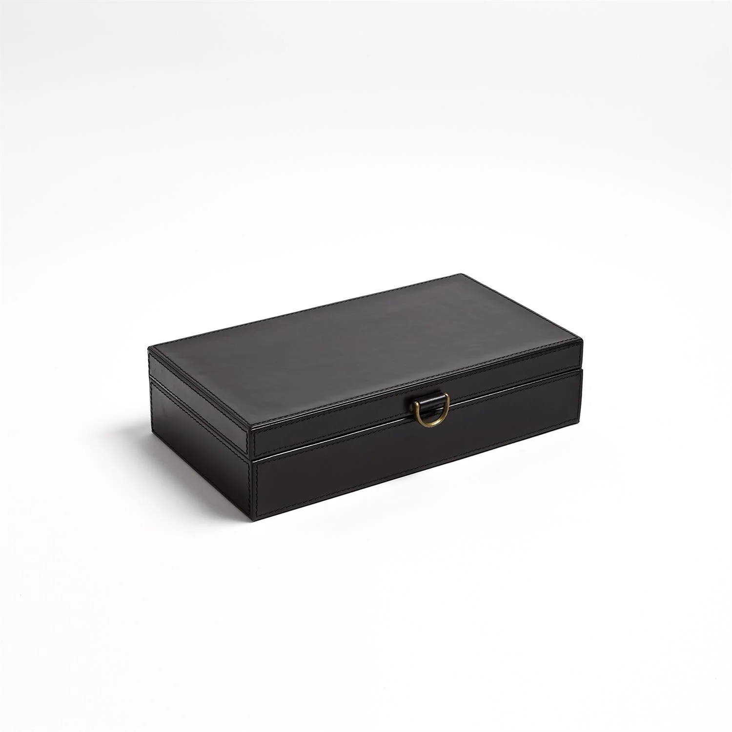 Global Views Marbled Leather D Ring Box - Black - Image 8