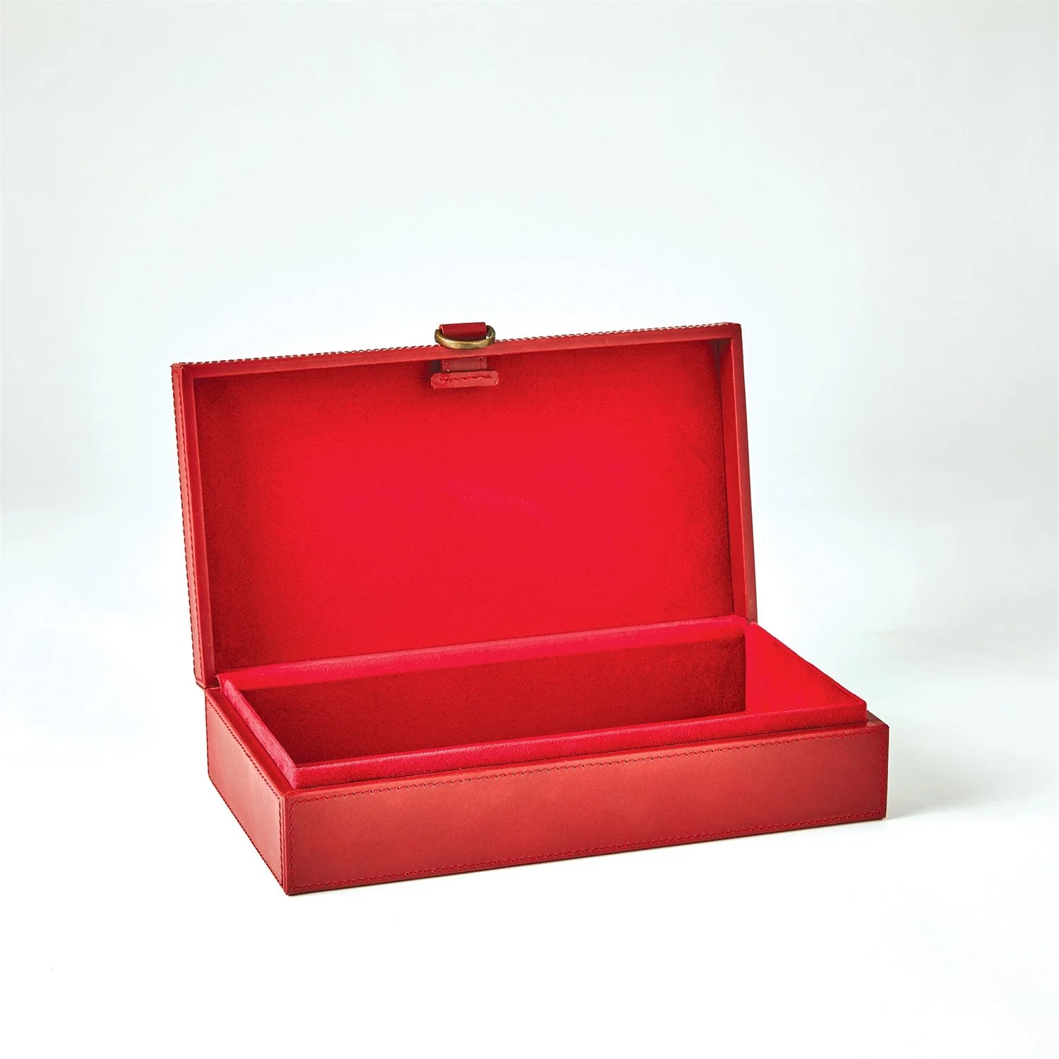 Global Views Marbled Leather D Ring Box - Deep Red - Image 10