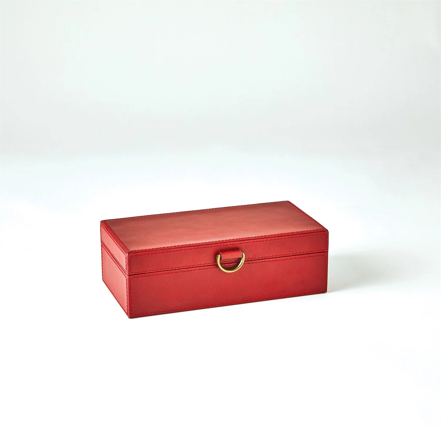 Global Views Marbled Leather D Ring Box - Deep Red - Image 11