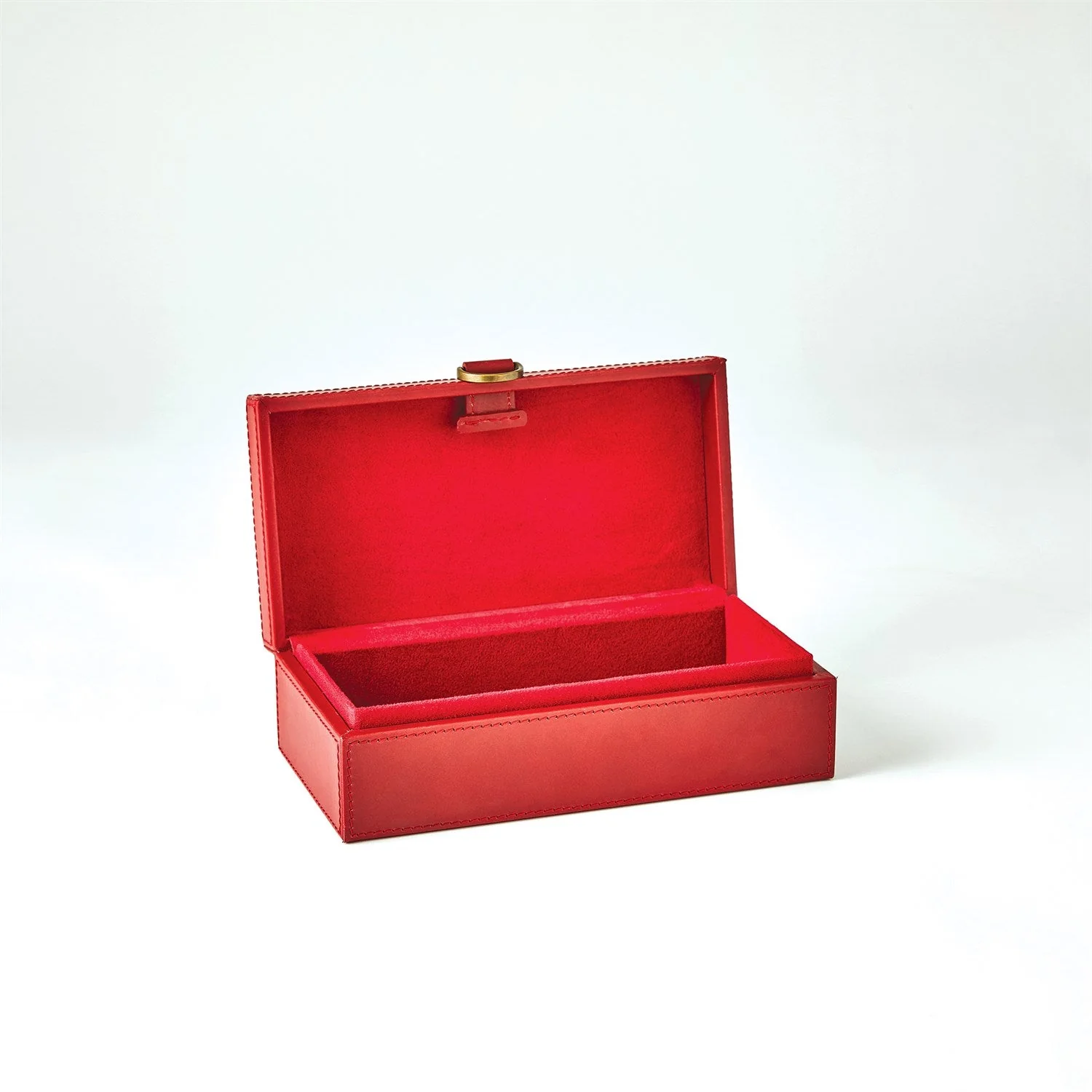 Global Views Marbled Leather D Ring Box - Deep Red - Image 13