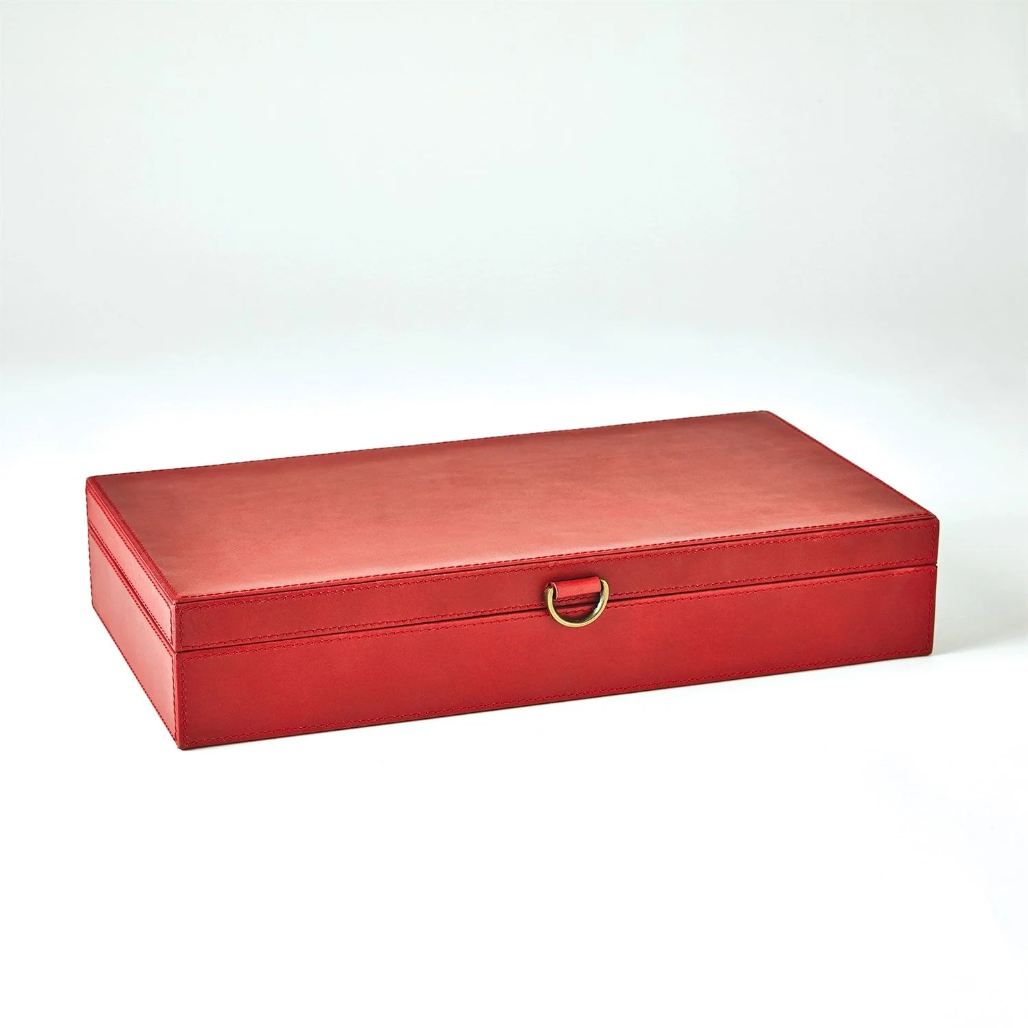 Global Views Marbled Leather D Ring Box - Deep Red - Image 5