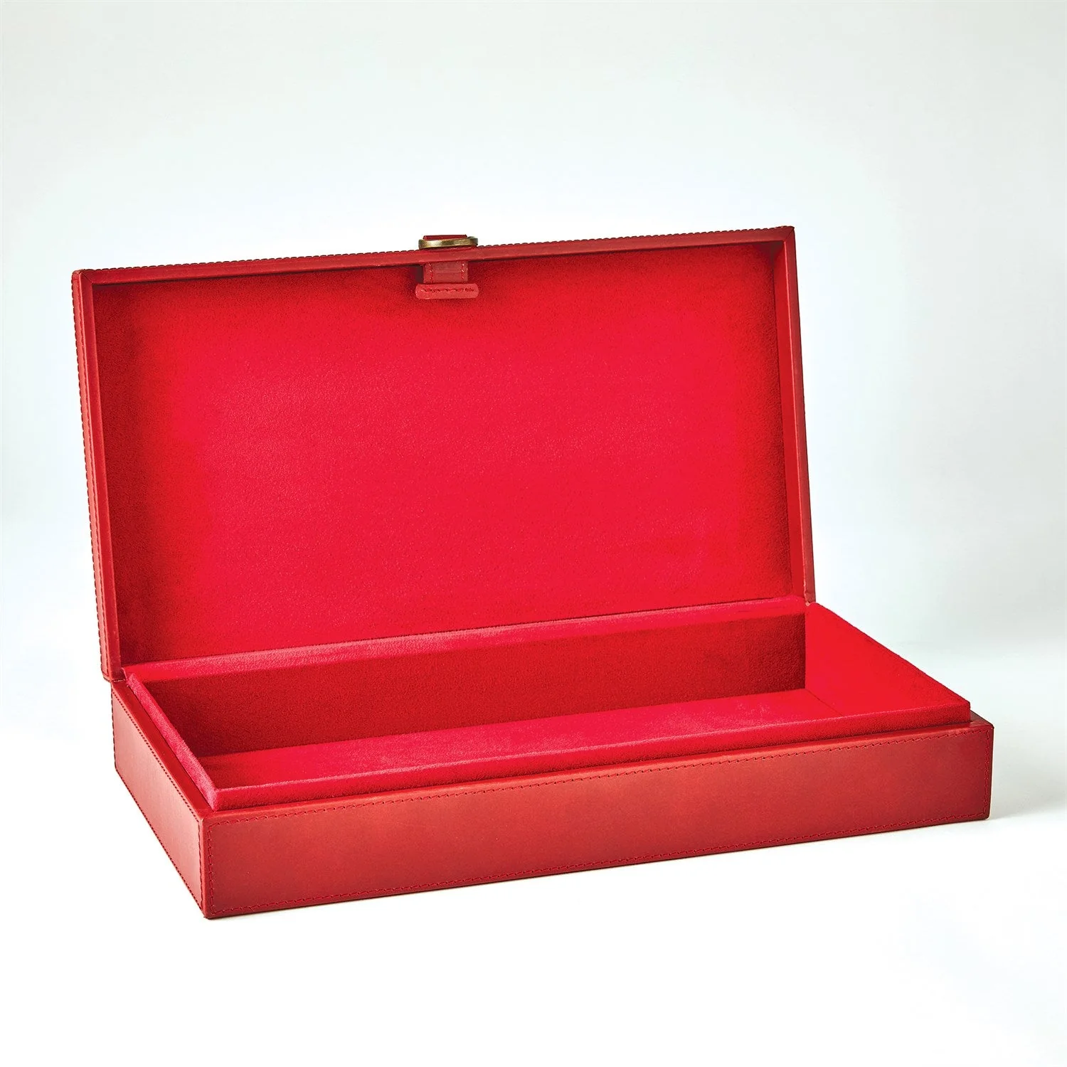Global Views Marbled Leather D Ring Box - Deep Red - Image 7