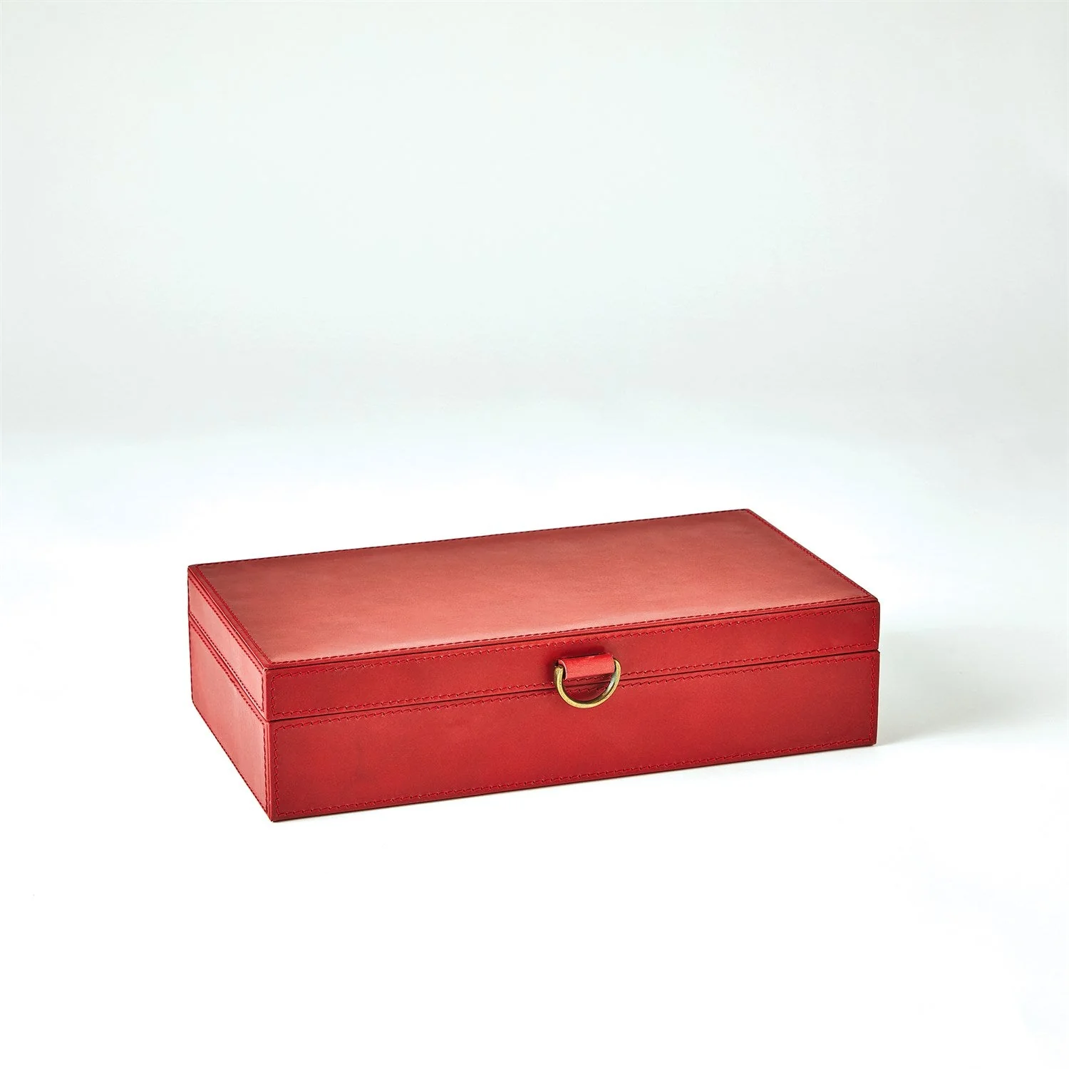 Global Views Marbled Leather D Ring Box - Deep Red - Image 8