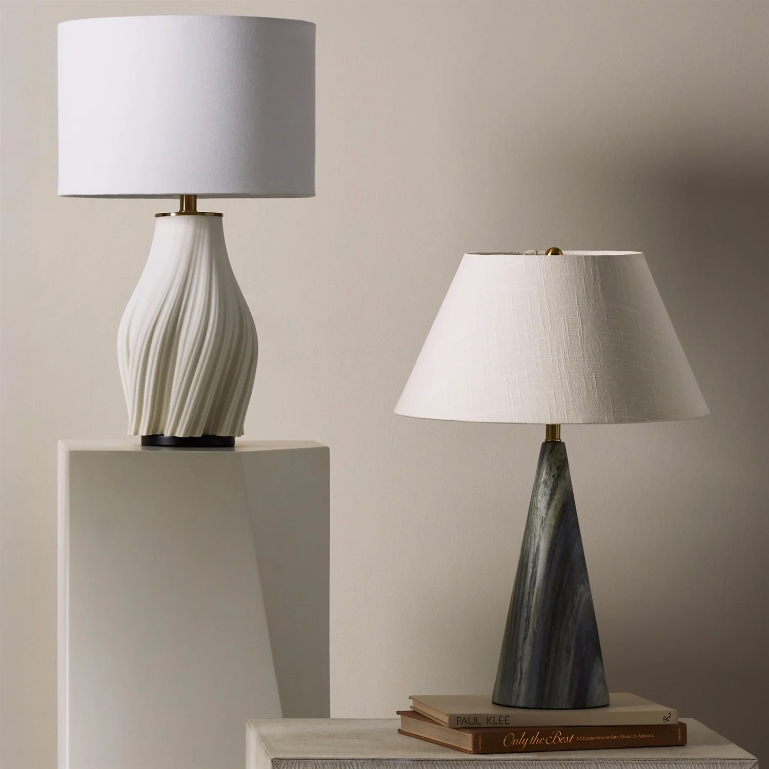 Global Views Matte White Vertical Wave Lamp - Image 2
