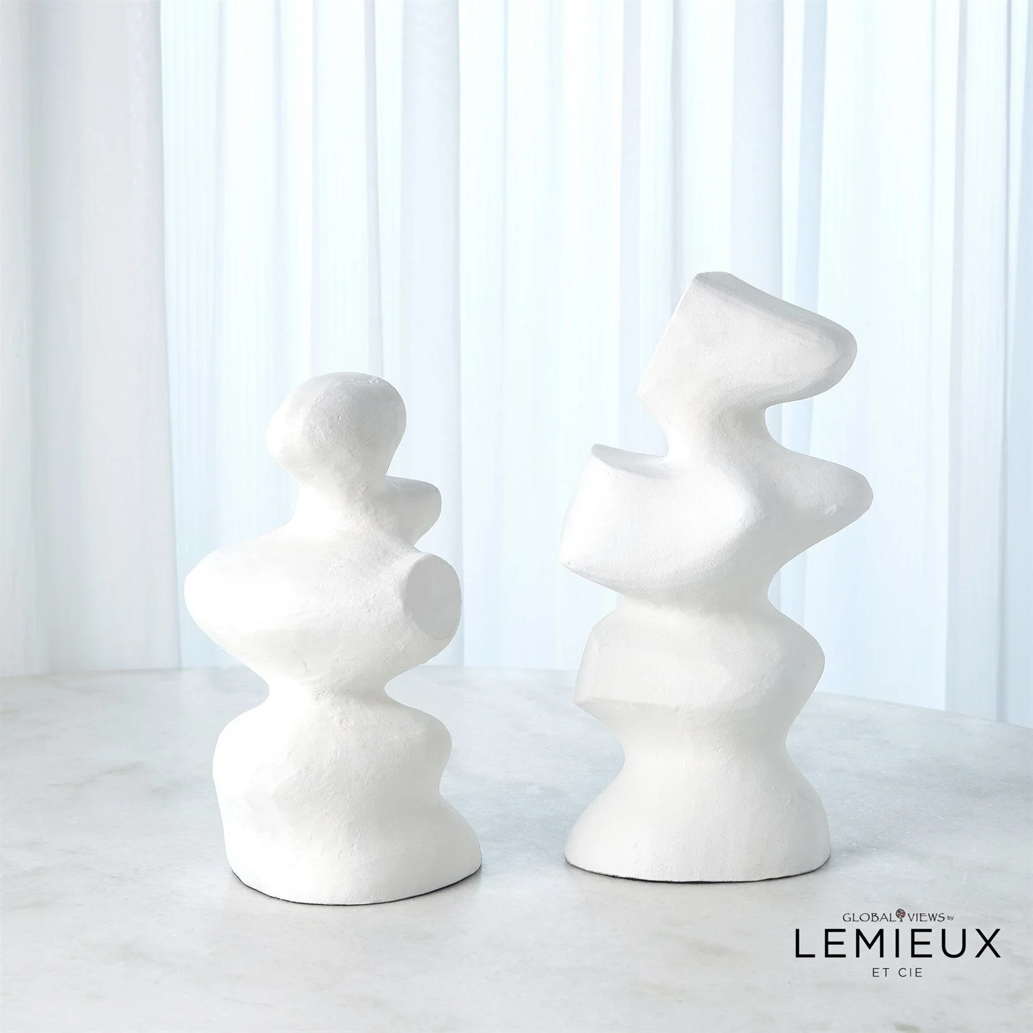 Global Views Mguyon Sculptures - White - Set of 2 - Image 2