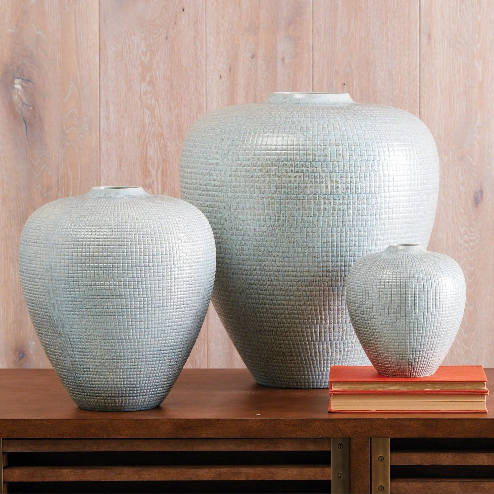 Global Views Mini Check Bulbous Vase-Reactive Silver Blue - Image 2