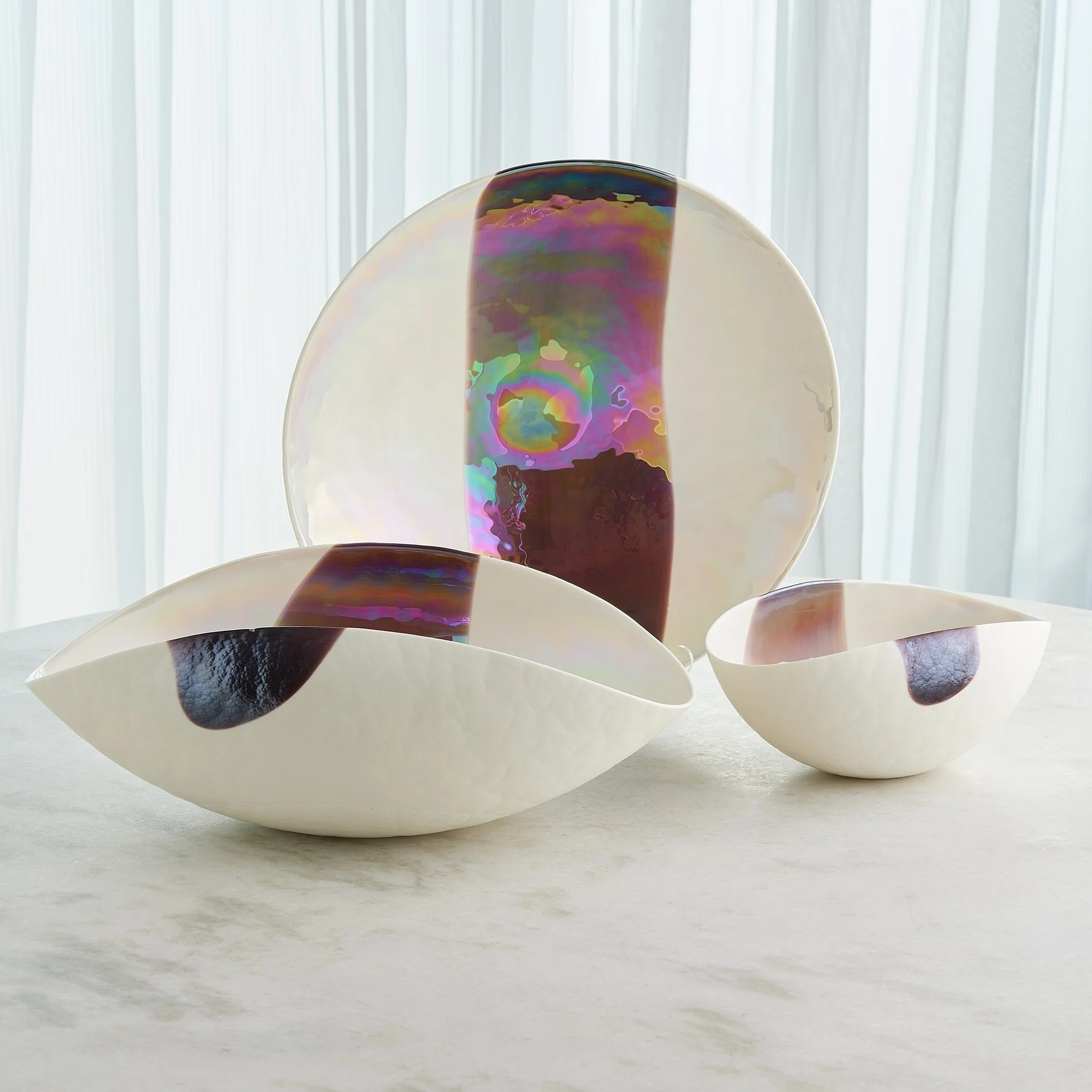 Global Views Mirabelle Centerpiece Ivory/Plum - Image 6