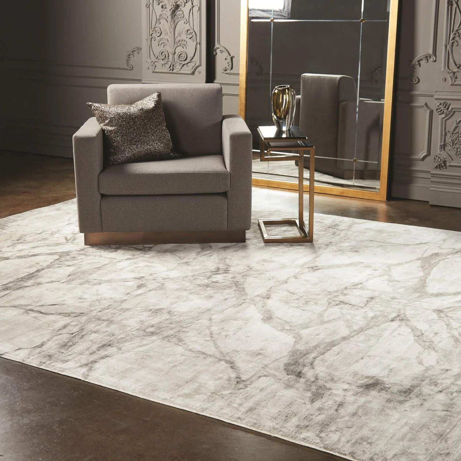 Global Views Mirror Match Marble Rug-Neutrals - Image 3