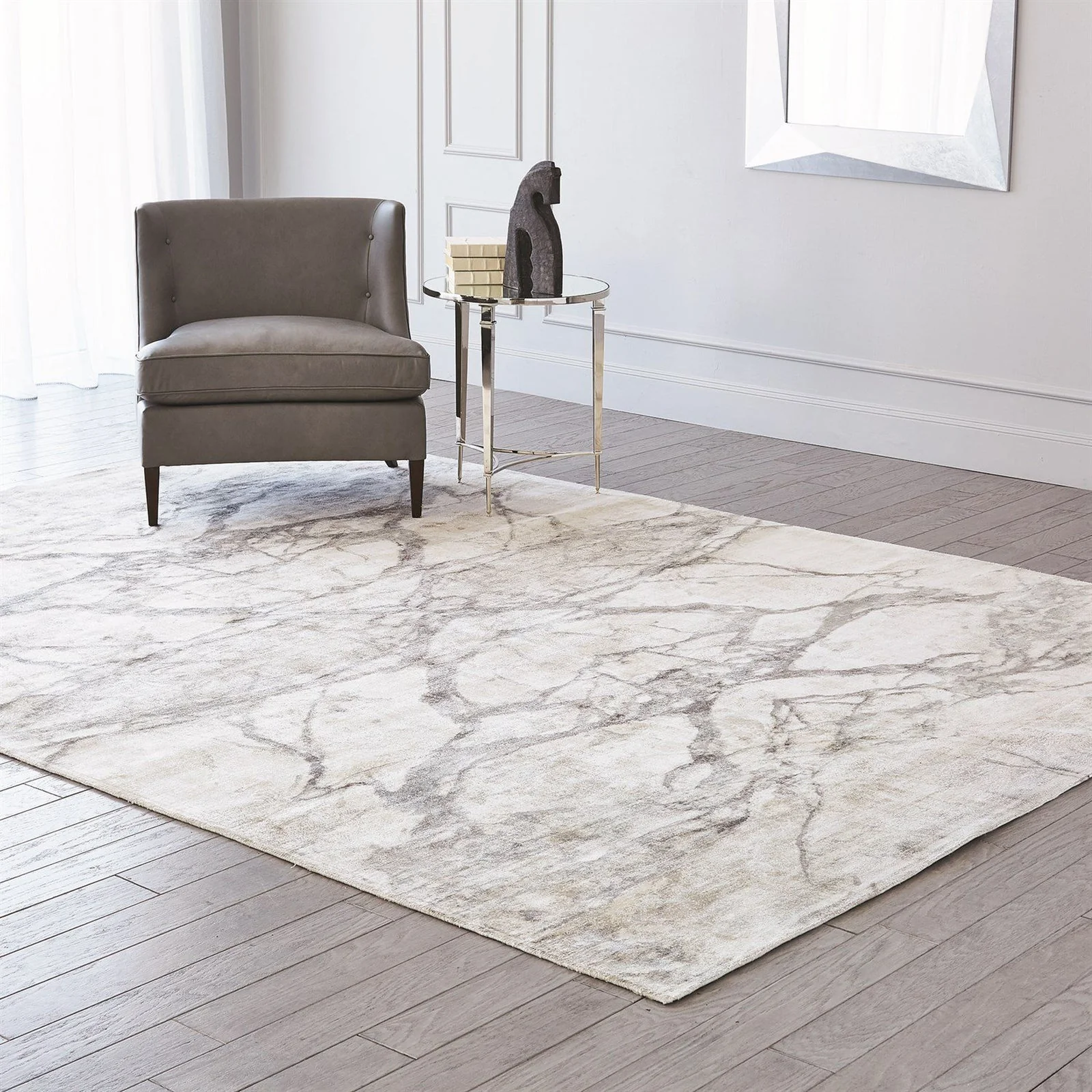 Global Views Mirror Match Marble Rug-Neutrals - Image 4