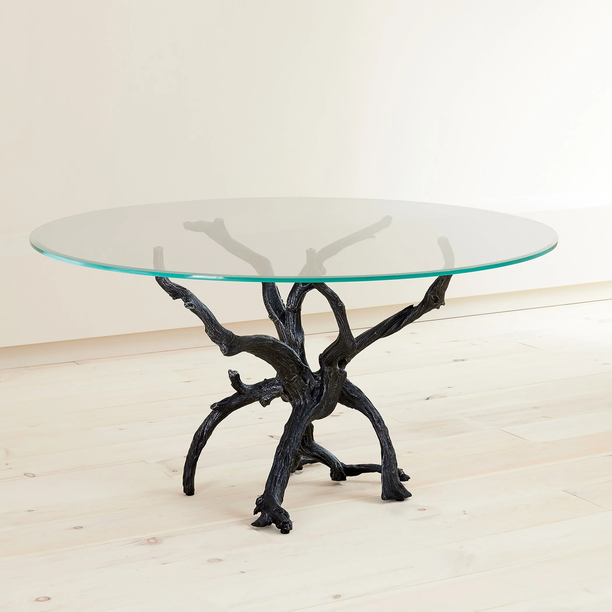 Global Views Monterey Dining Table w/60" Glass Top Natural Iron - Image 2