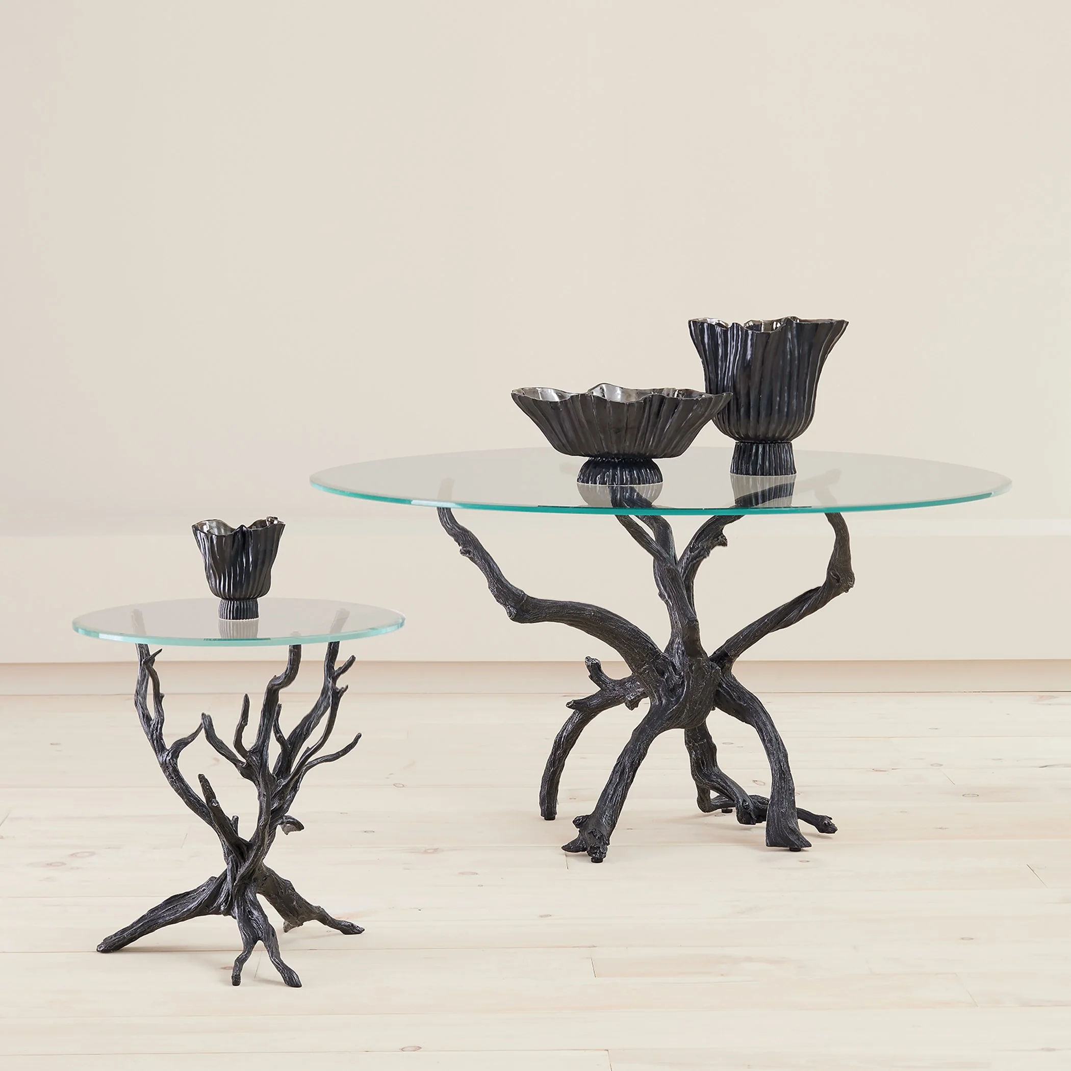 Global Views Monterey Dining Table w/60" Glass Top Natural Iron - Image 4
