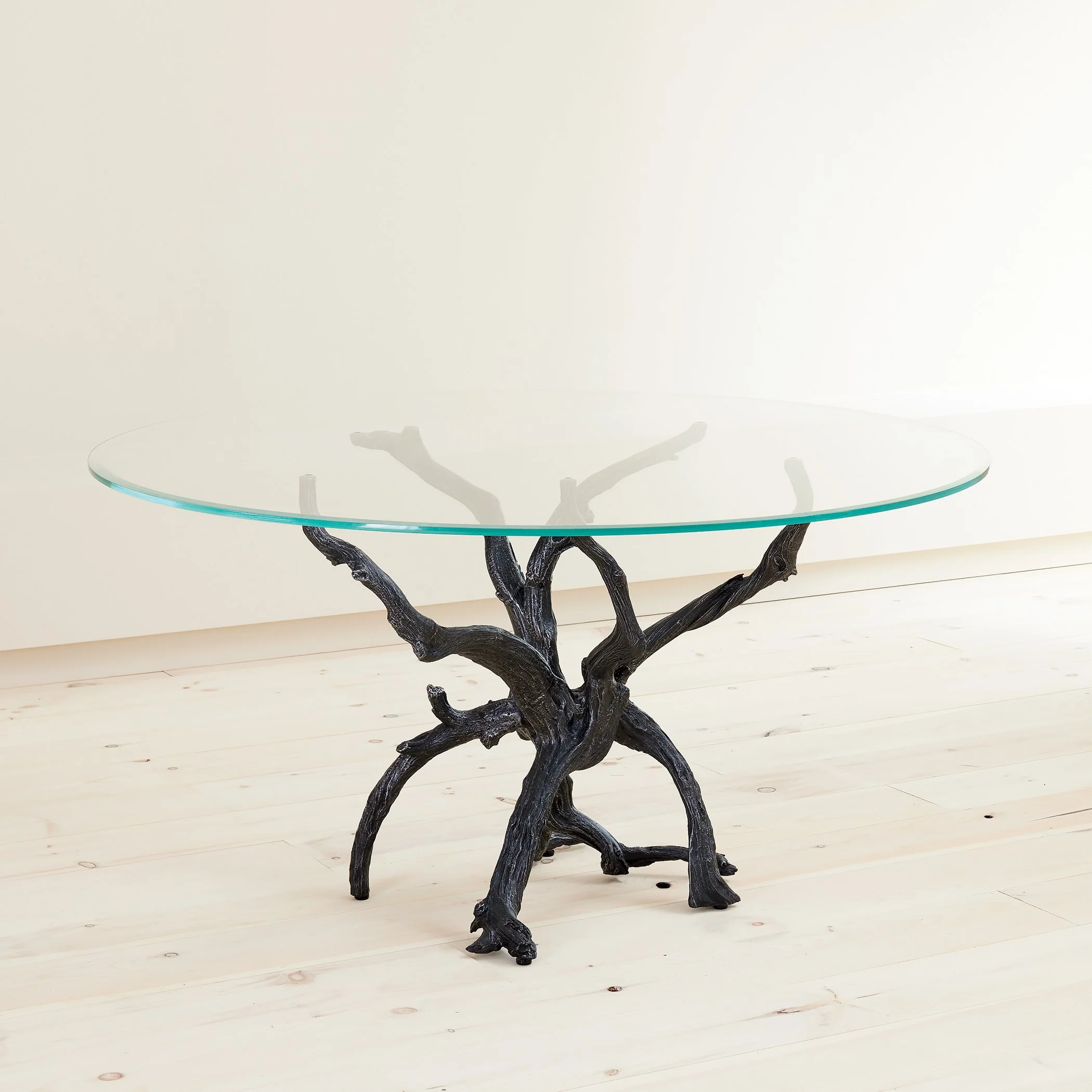 Global Views Monterey Dining Table w/60" Glass Top Natural Iron - Image 6