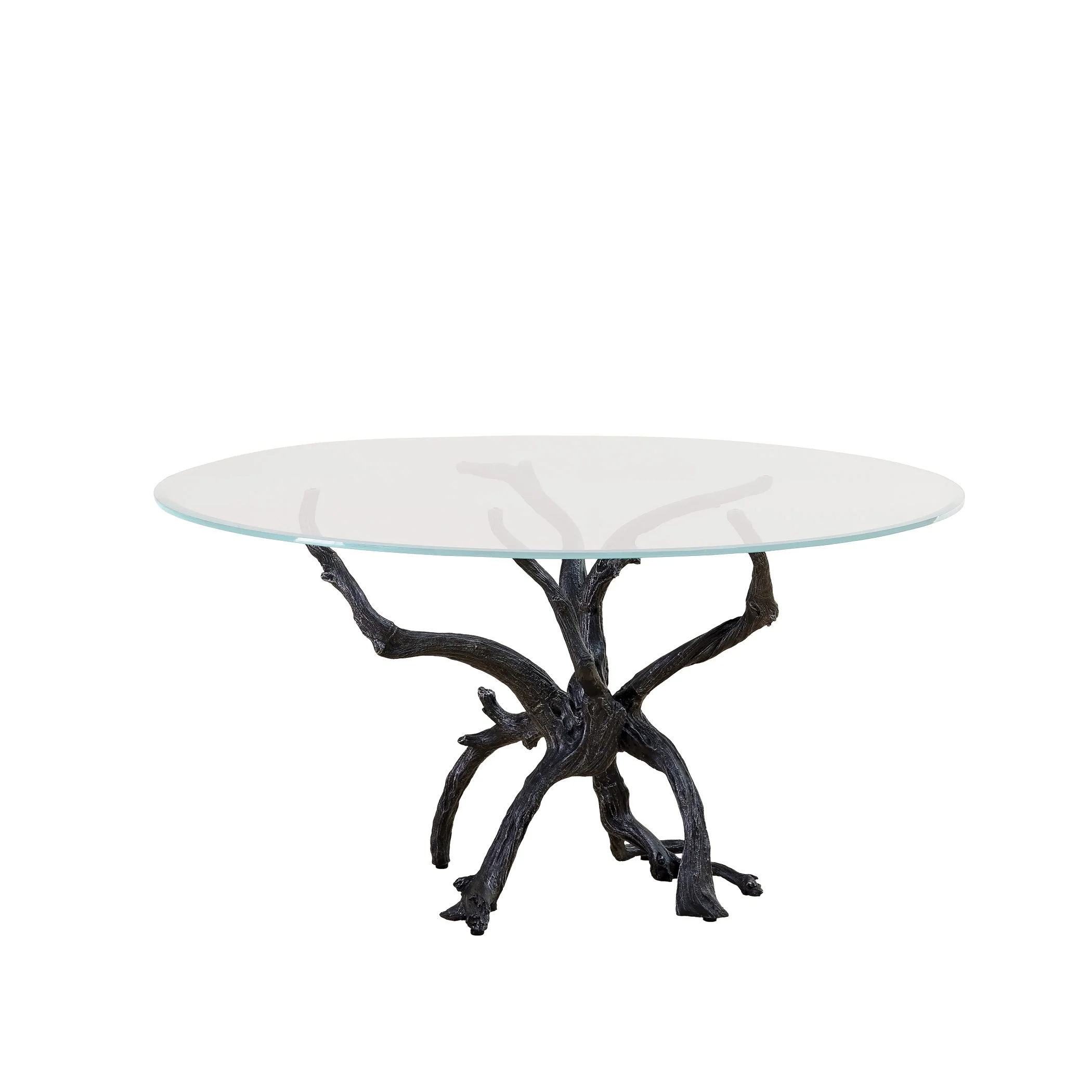 Global Views Monterey Dining Table w/60" Glass Top Natural Iron - Image 7